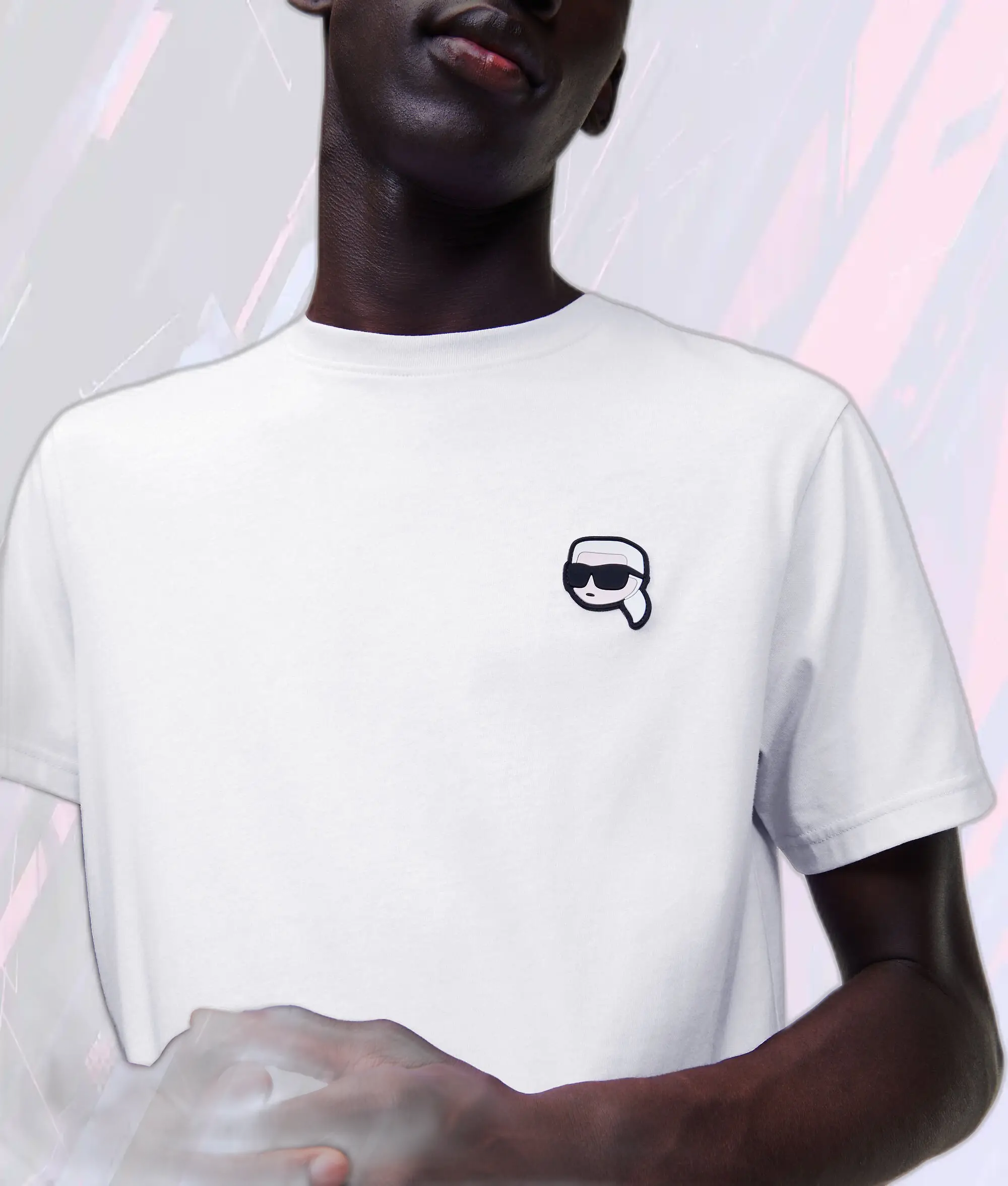 Karl Lagerfeld T-shirt Blanc Édition Limitée avec Patch Iconique