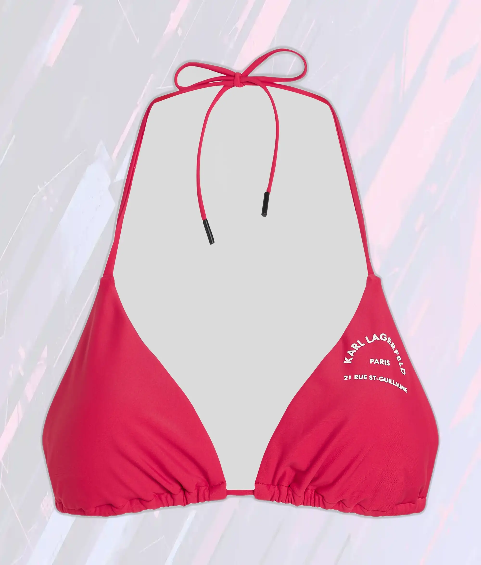 Top Bikini Triangle Enveloppant Rouge Persan - Inspiration Saint-Guillaume par Karl Lagerfeld - Élégance Estivale à Liens Croisés