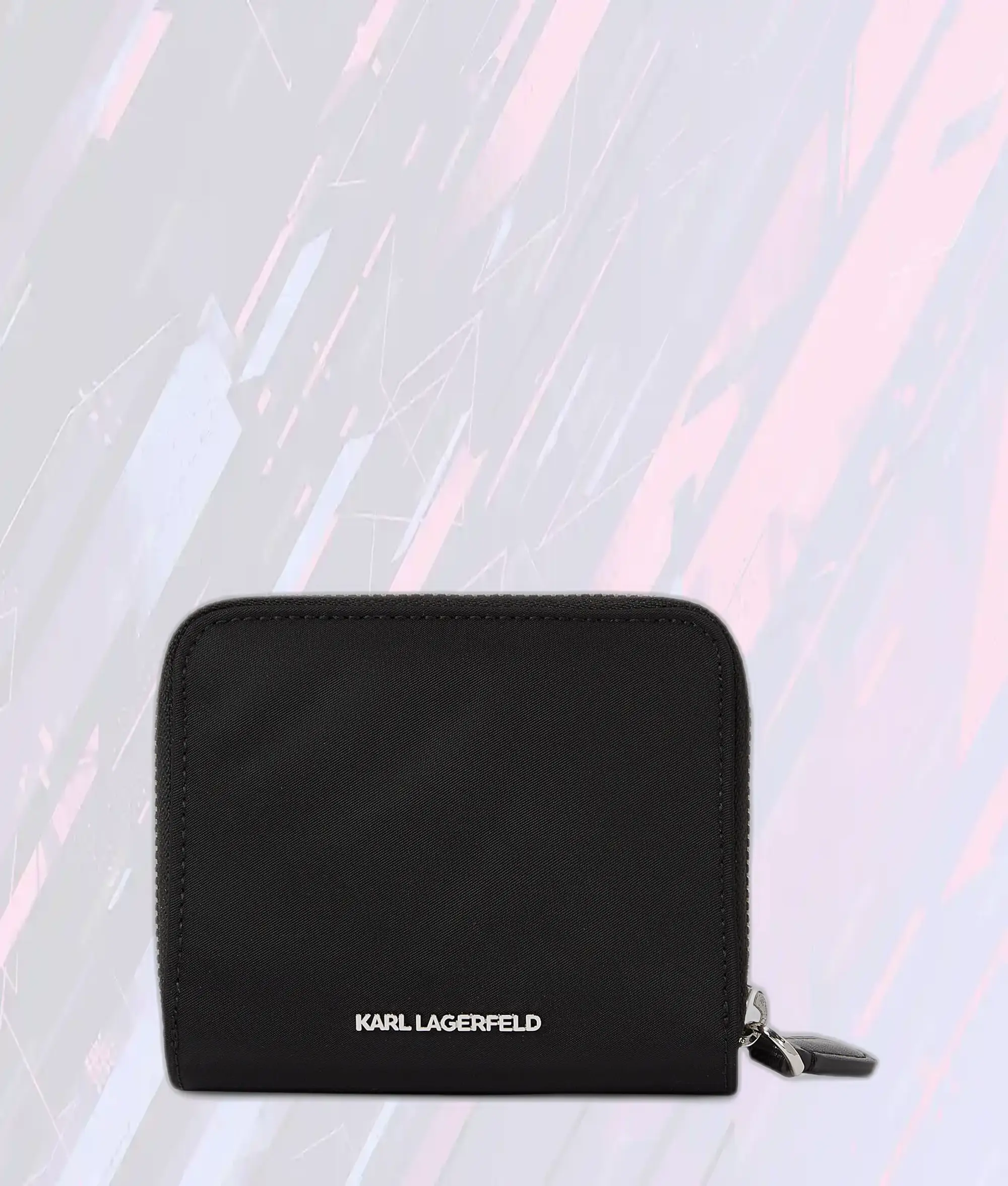 Portefeuille Noir Ikon en Nylon à Fermeture Éclair par Karl Lagerfeld