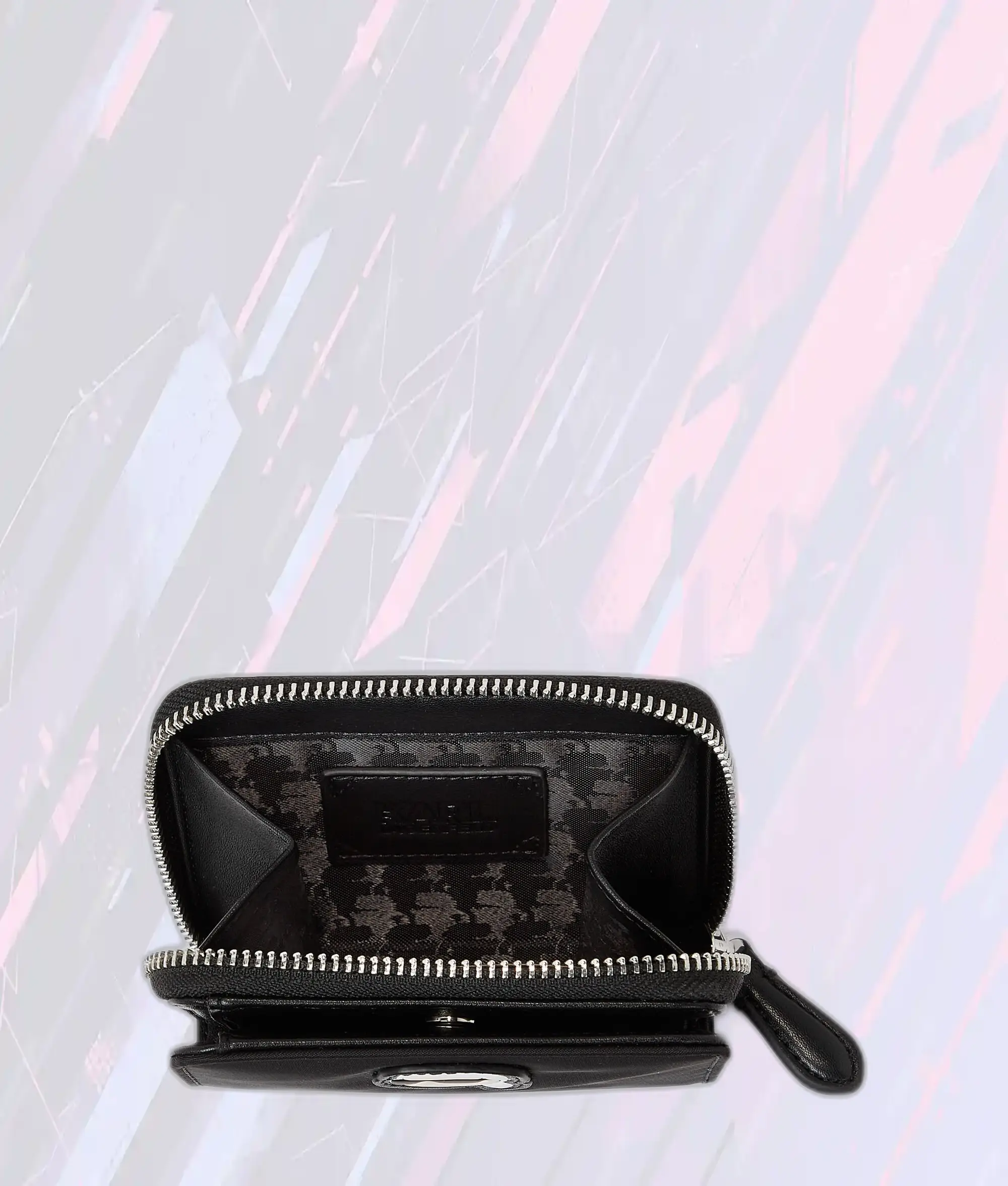 Portefeuille Noir Ikon en Nylon à Fermeture Éclair par Karl Lagerfeld