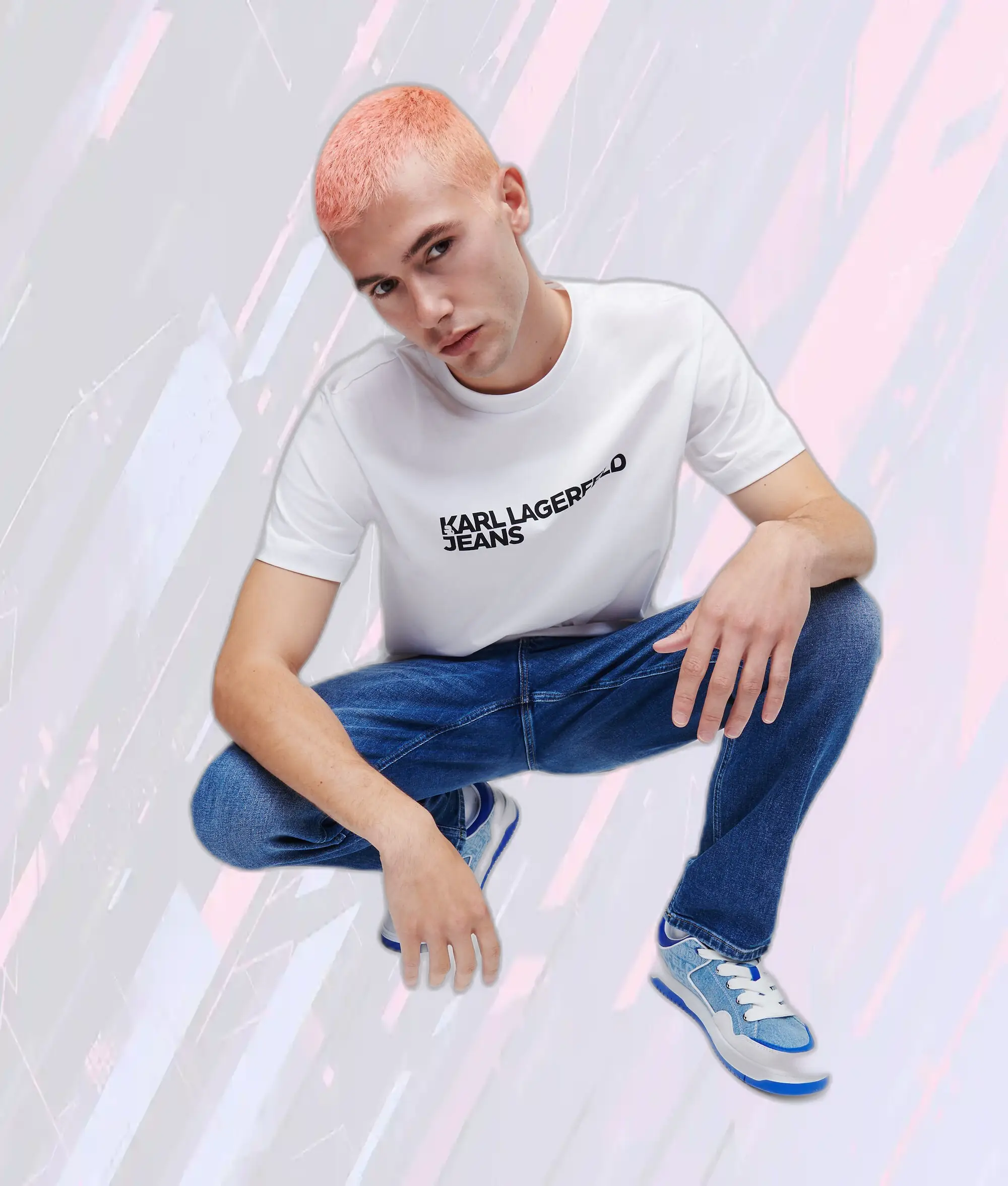 T-Shirt Karl Lagerfeld Klj Logo - Blanc Cassé à Motif Graphique Élégant