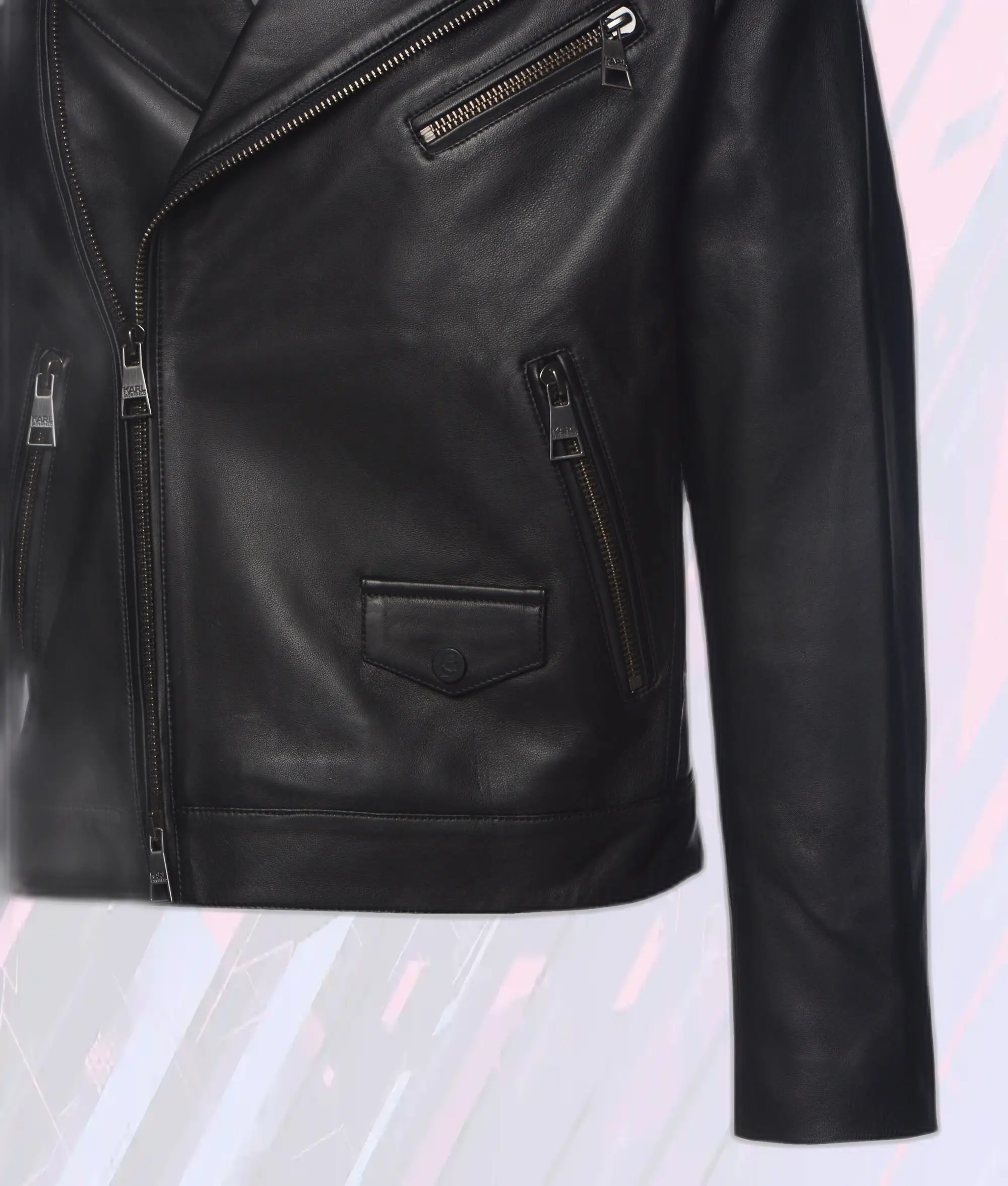 Veste Motard Karl Lagerfeld en Cuir Noir - Style Intemporel
