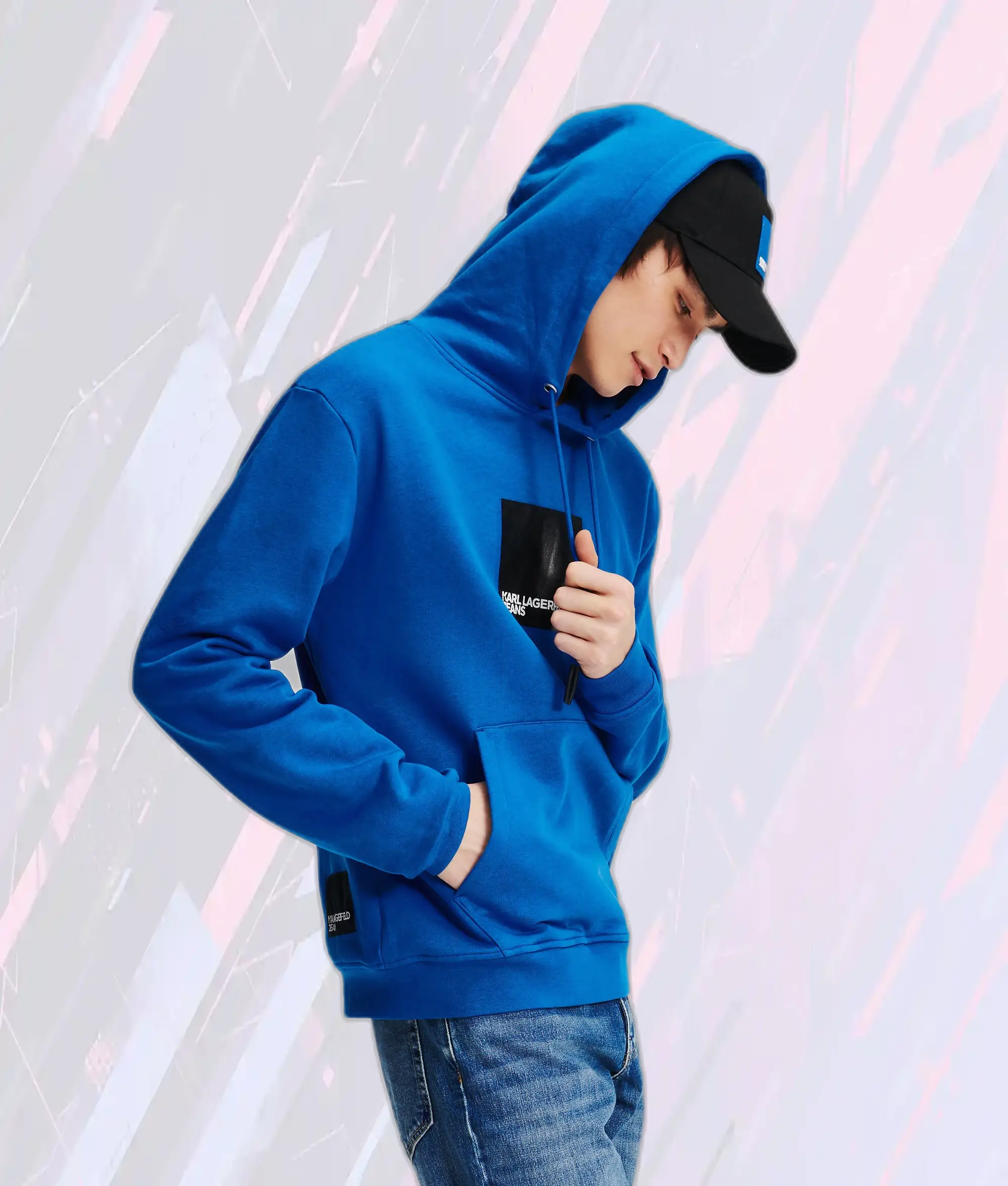 Sweat à capuche Karl Lagerfeld KLJ - Logo Box Bleu Marine Edition Premium