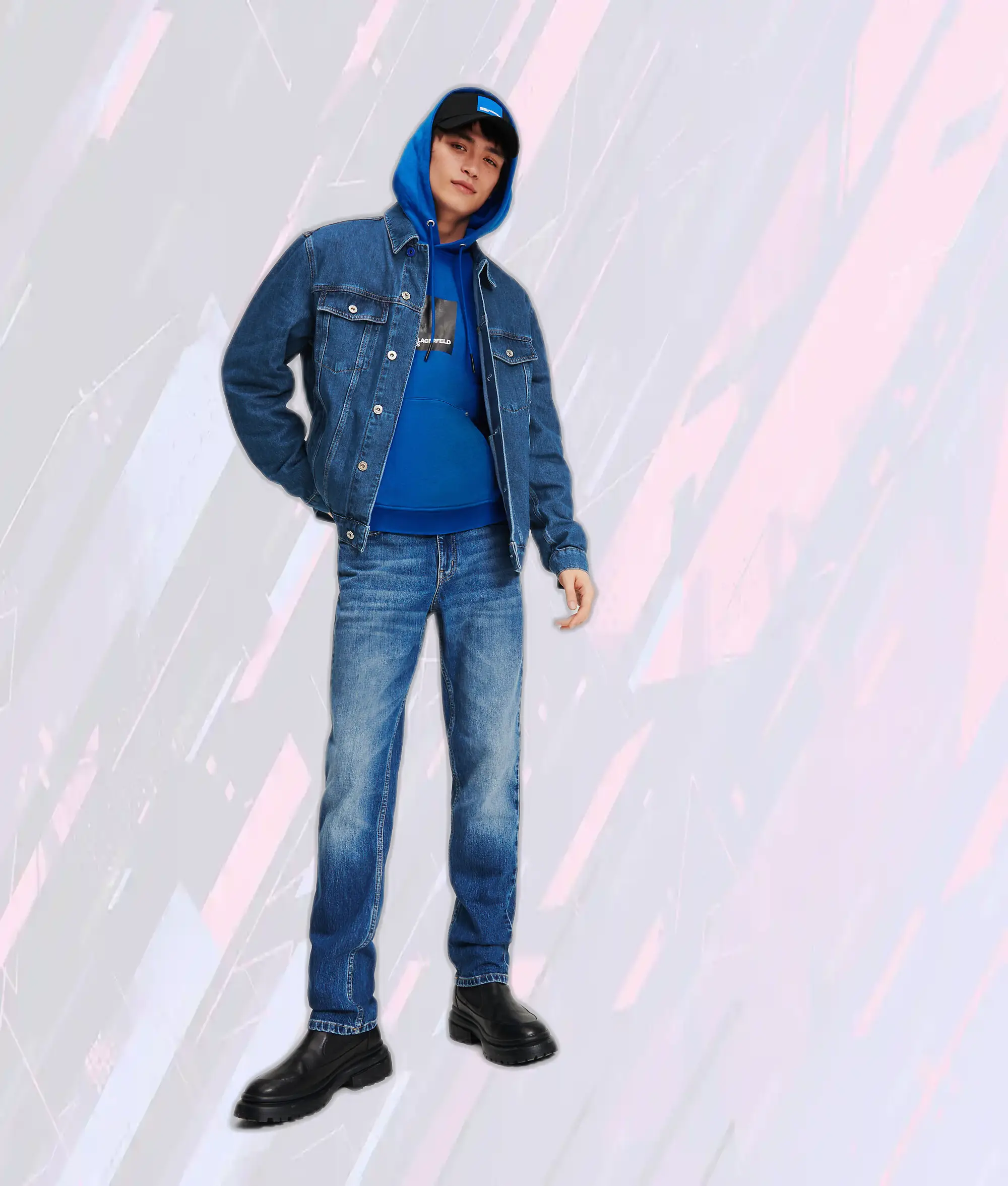 Sweat à capuche Karl Lagerfeld KLJ - Logo Box Bleu Marine Edition Premium