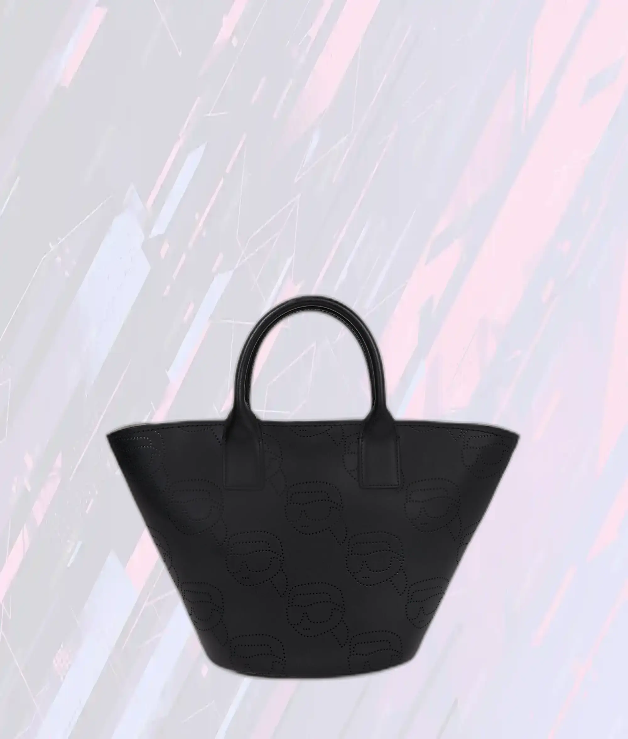 Sac Cabas Signature Karl Lagerfeld - Modèle Ikon Noir Élégant avec Motif Micro-Perforations