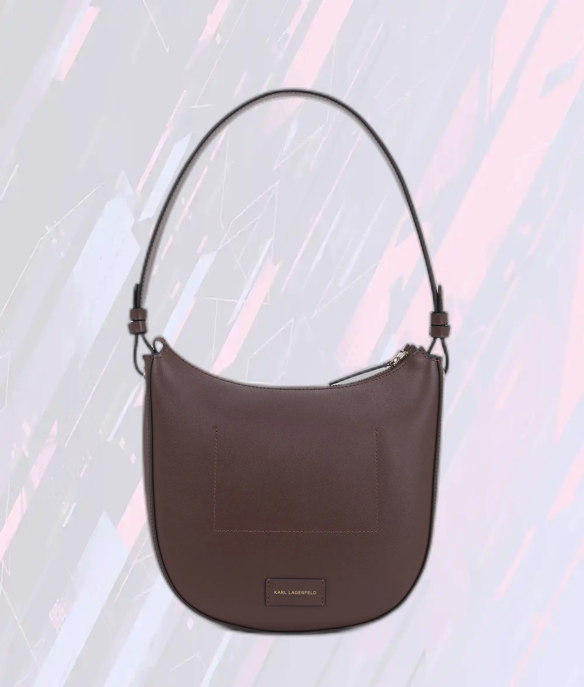Karl Lagerfeld Sac Bandoulière en Cuir Perforé Motif Lune avec Logo K Cerclé - Brun Chocolat