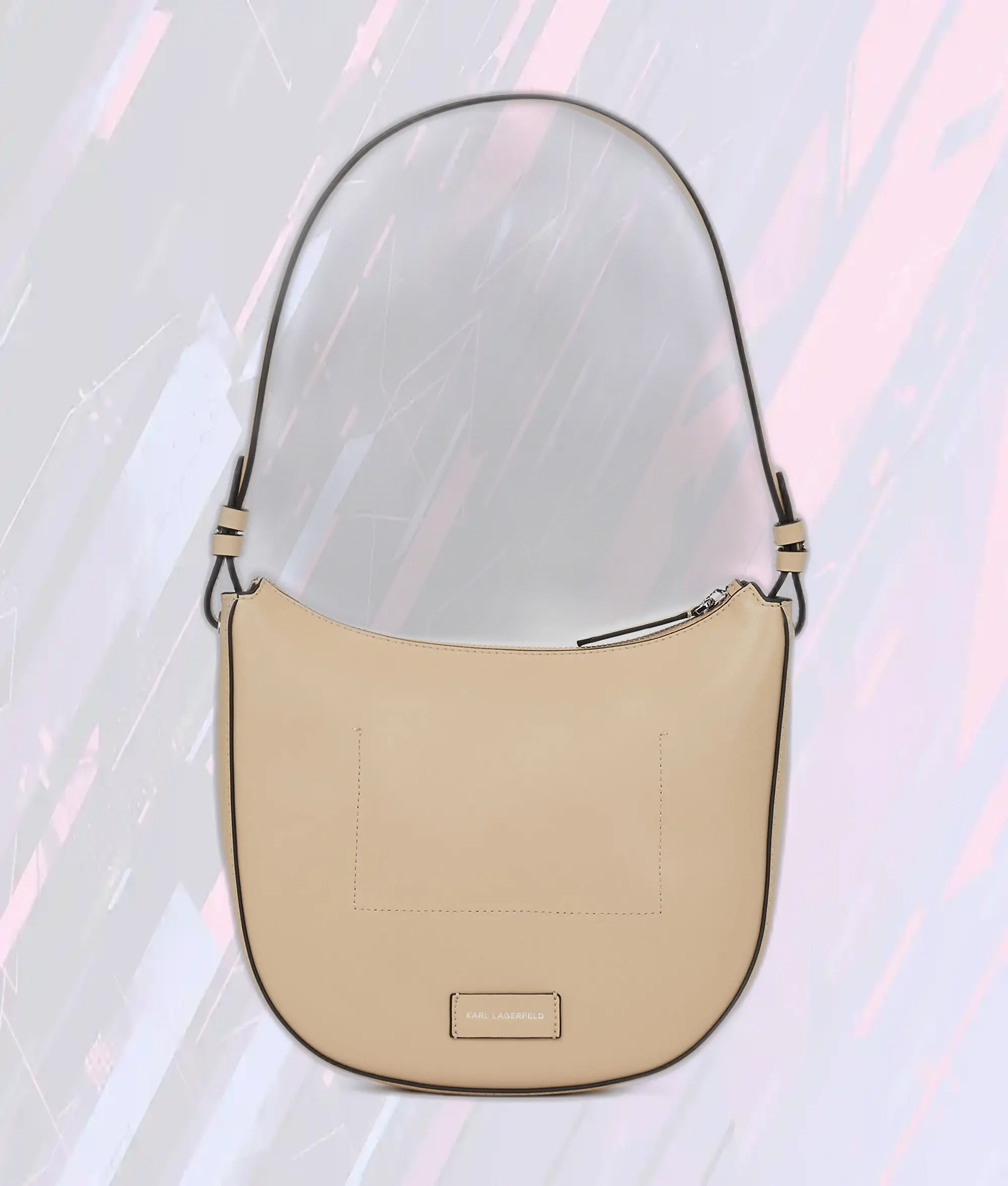Karl Lagerfeld Sac Bandoulière Lunaire en Cuir Perforé - Motif Cercle Sable Doré