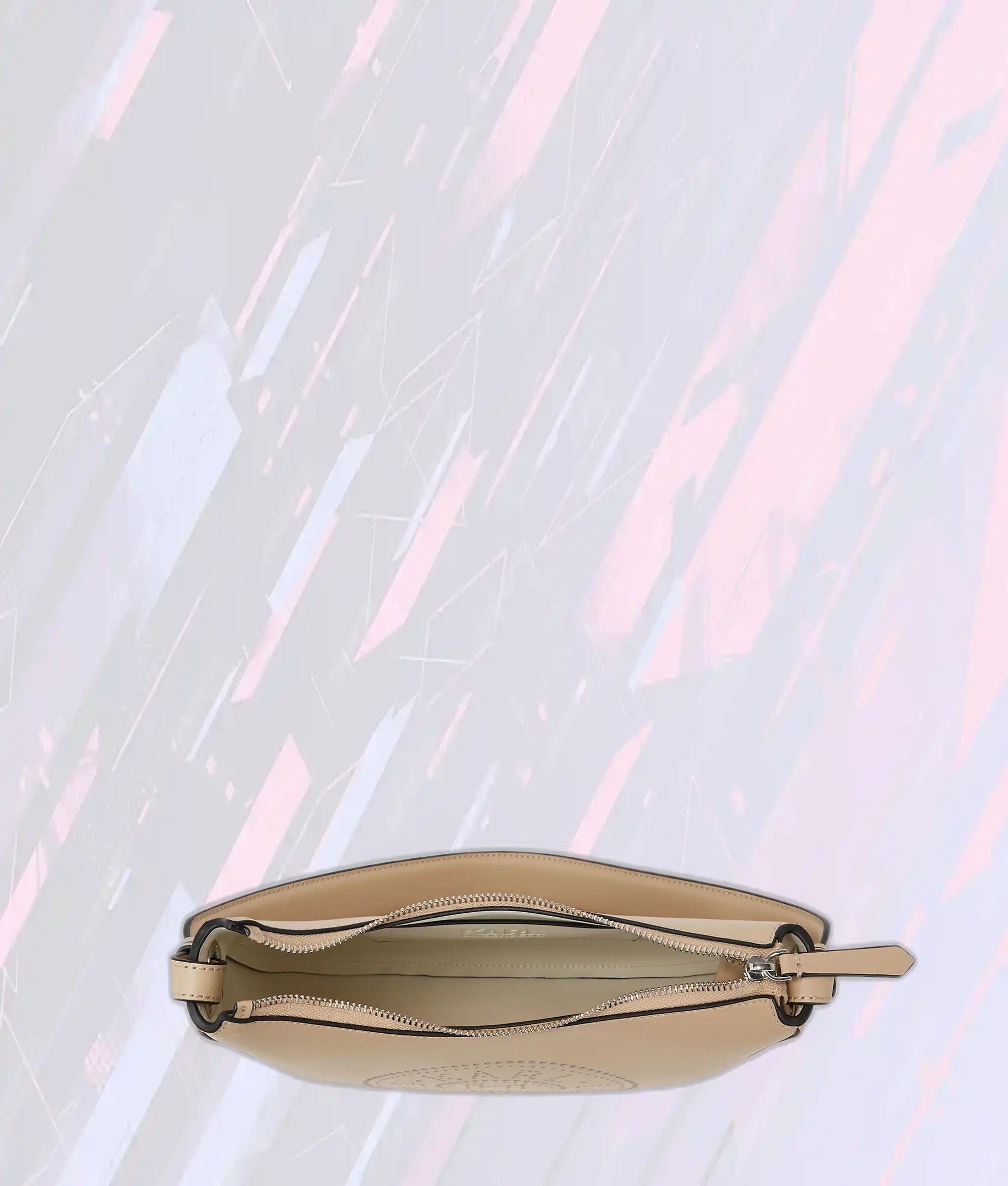 Karl Lagerfeld Sac Bandoulière Lunaire en Cuir Perforé - Motif Cercle Sable Doré