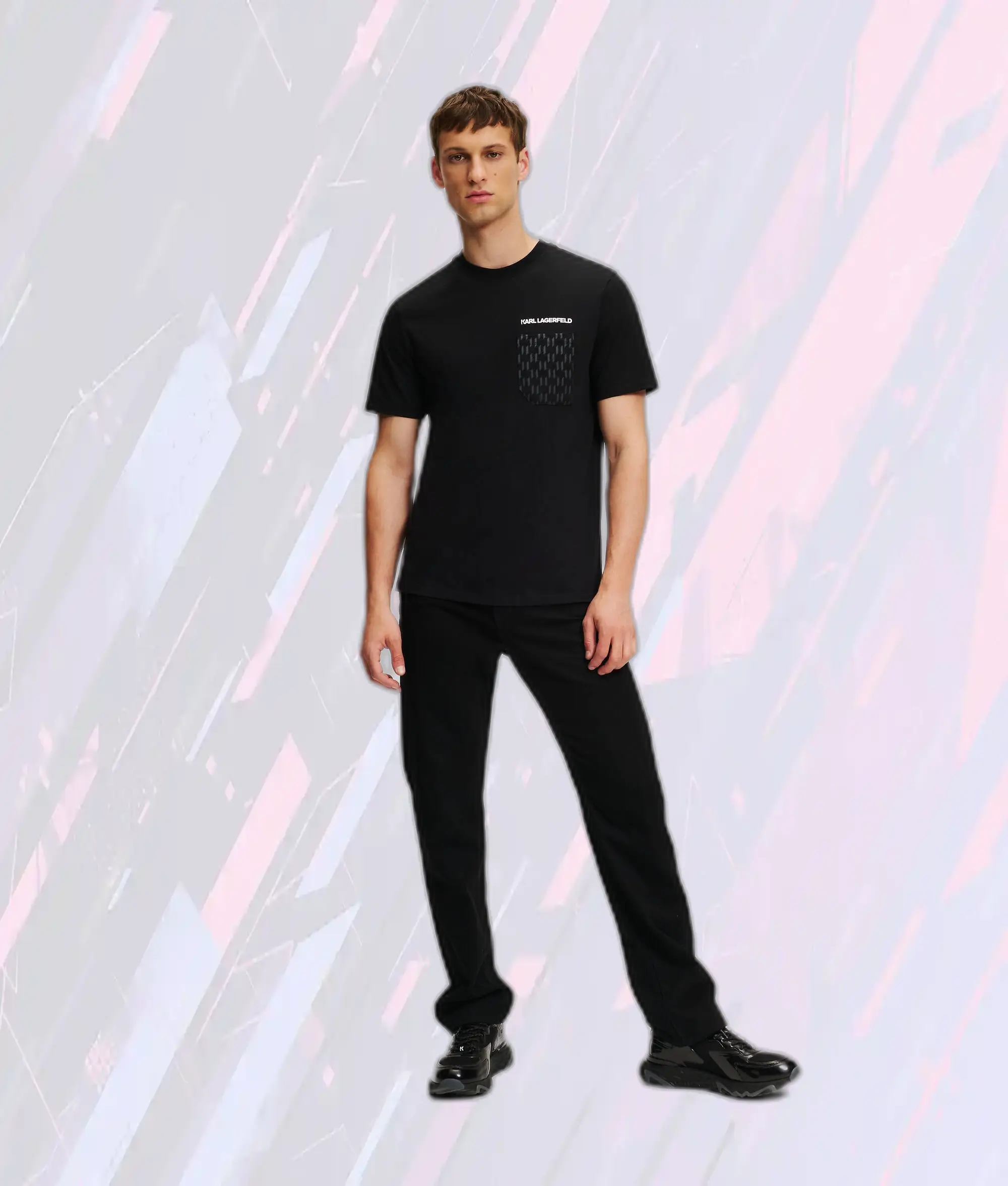 T-shirt élégant Karl Lagerfeld avec poche avant et monogramme KL en noir