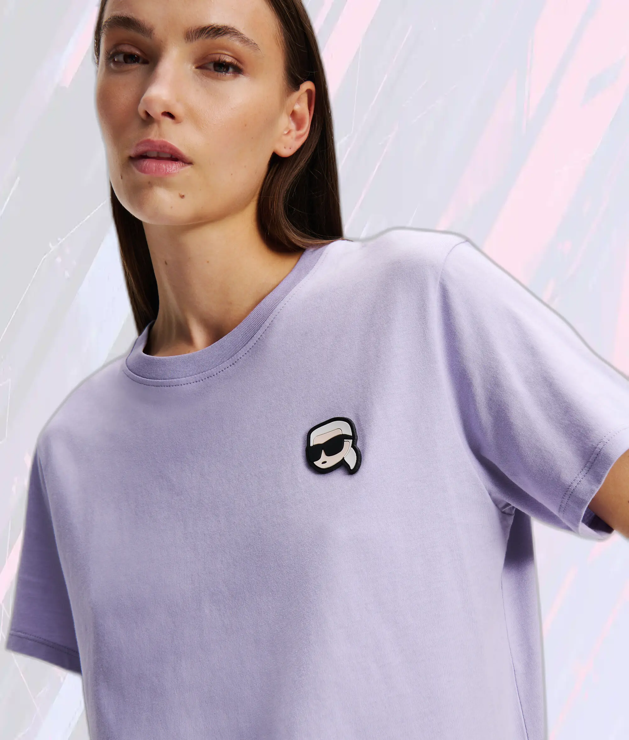 Tee-Shirt Karl Lagerfeld Broderie Iconique Lavande Suave