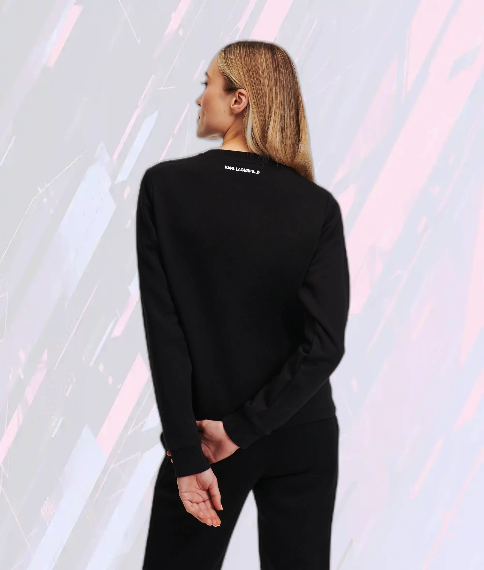 Sweat Noir Karl - Ourlet Signature Édition Lagerfeld Collection