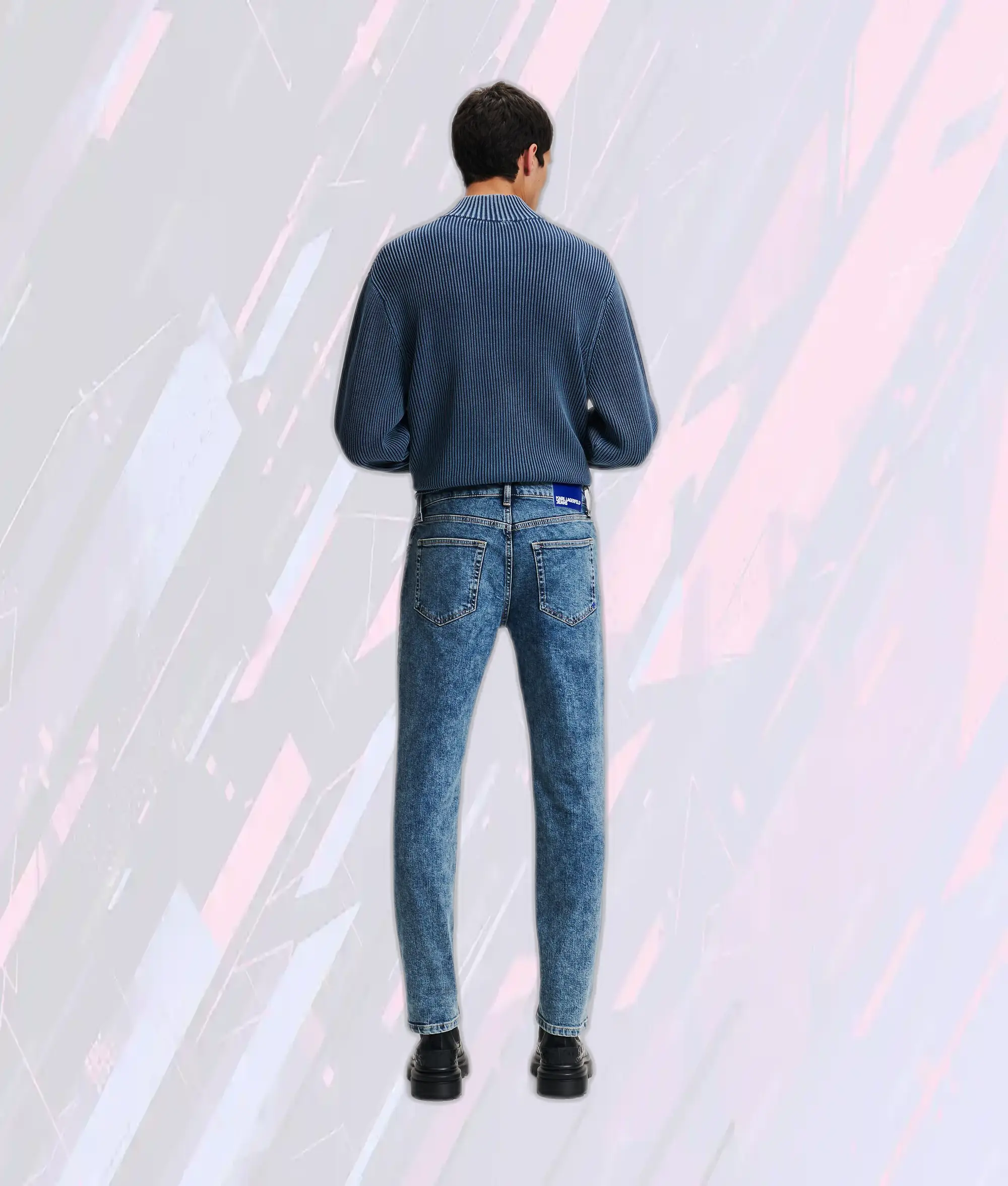Jean Slim Karl Lagerfeld - Denim Bleu Foncé Acidulé Coupe Ajustée Modèle Klj