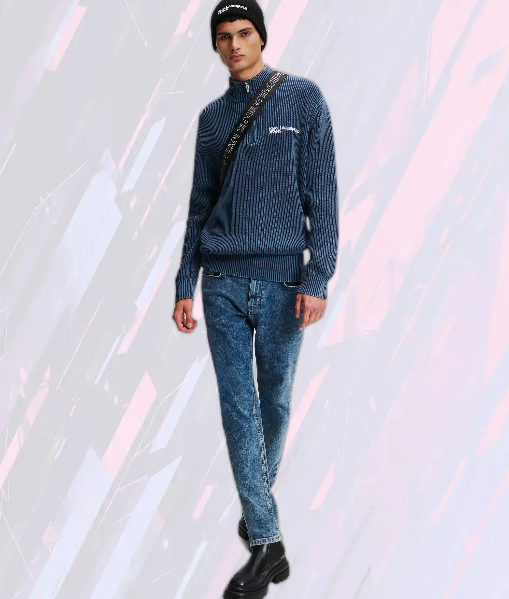 Jean Slim Karl Lagerfeld - Denim Bleu Foncé Acidulé Coupe Ajustée Modèle Klj