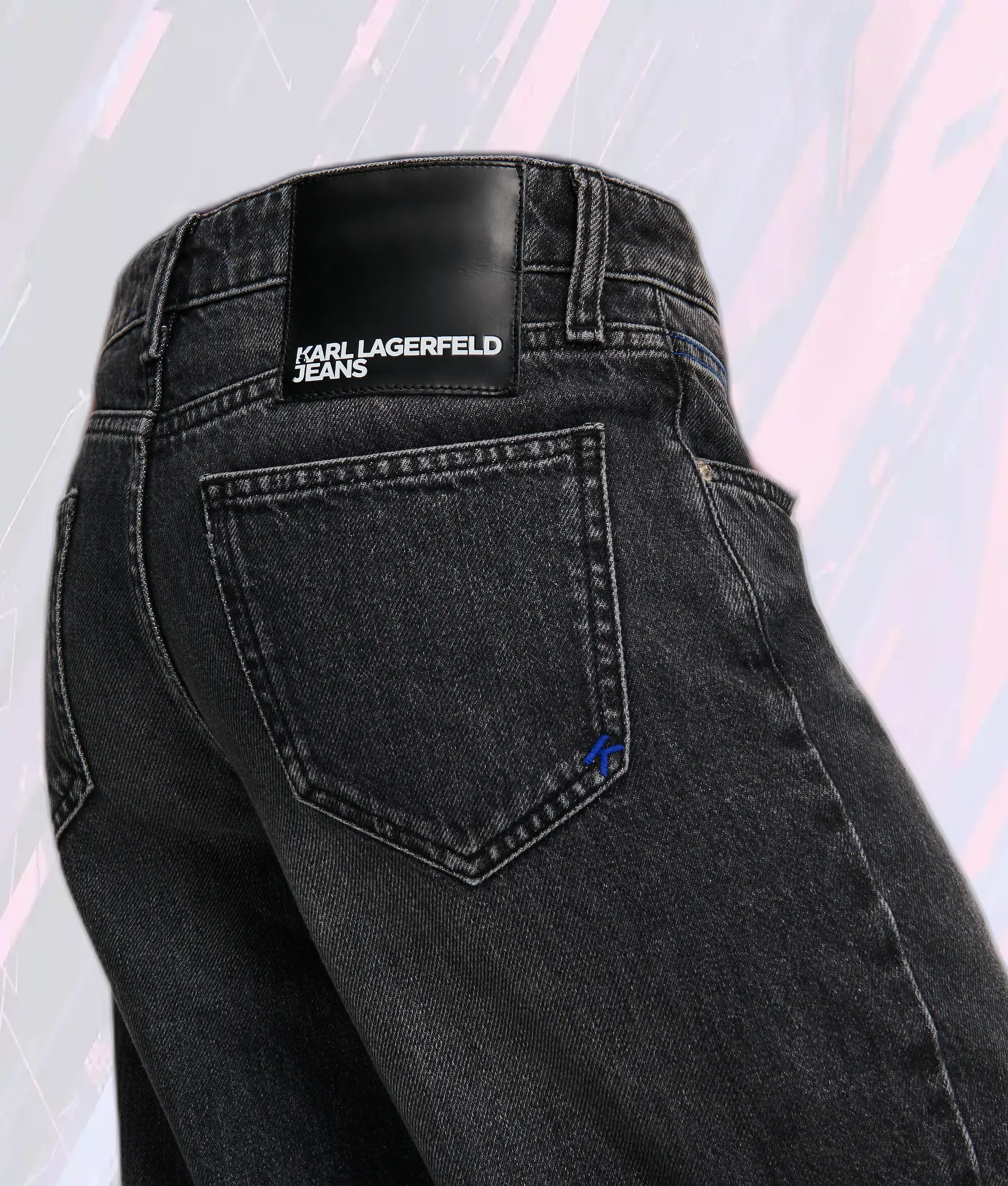 Jean Détendu Taille Moyenne Gris Délavé Klj par Karl Lagerfeld - Coupe Confortable et Style Intemporel