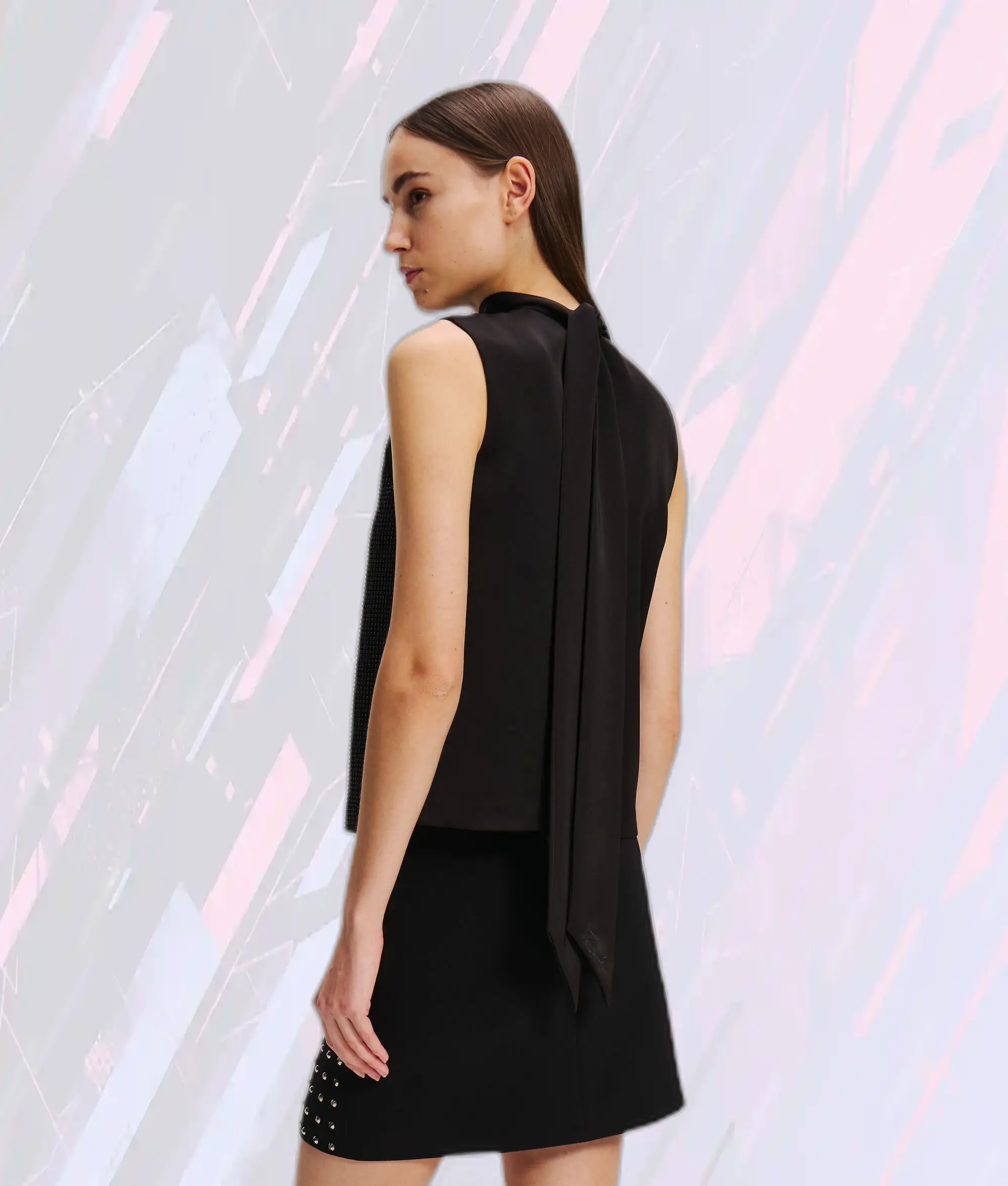 Blouse ajustée Karl Lagerfeld en strass noirs - Coupe cintrée brillante