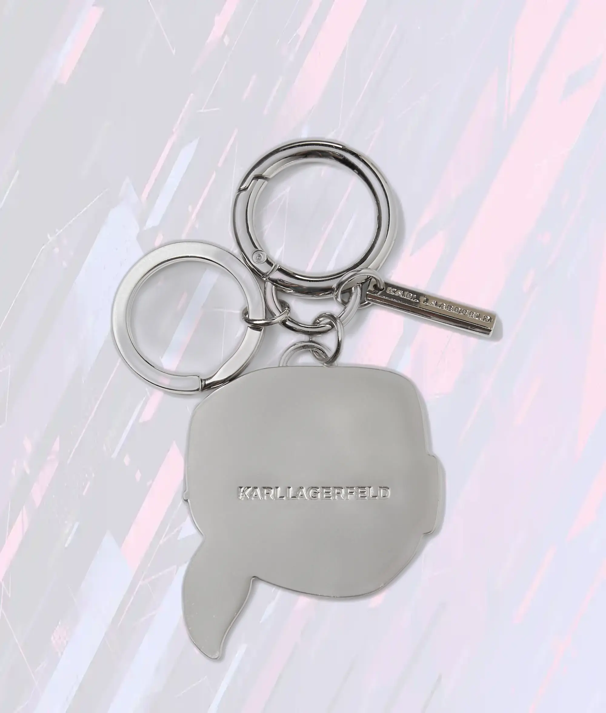 Porte-clés Strass Argenté Karl Lagerfeld - Édition Icone avec Gravure Signature