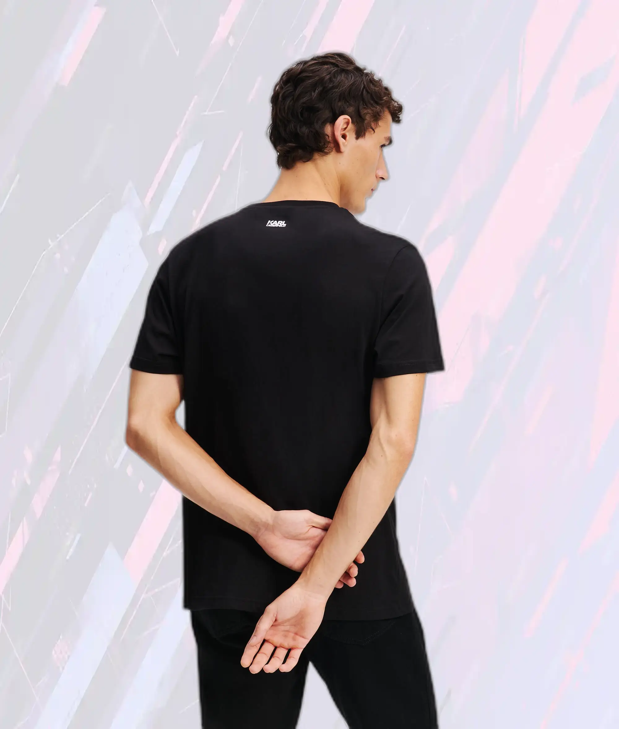 Karl Lagerfeld T-Shirt Noir à Logo Superposé Élégant