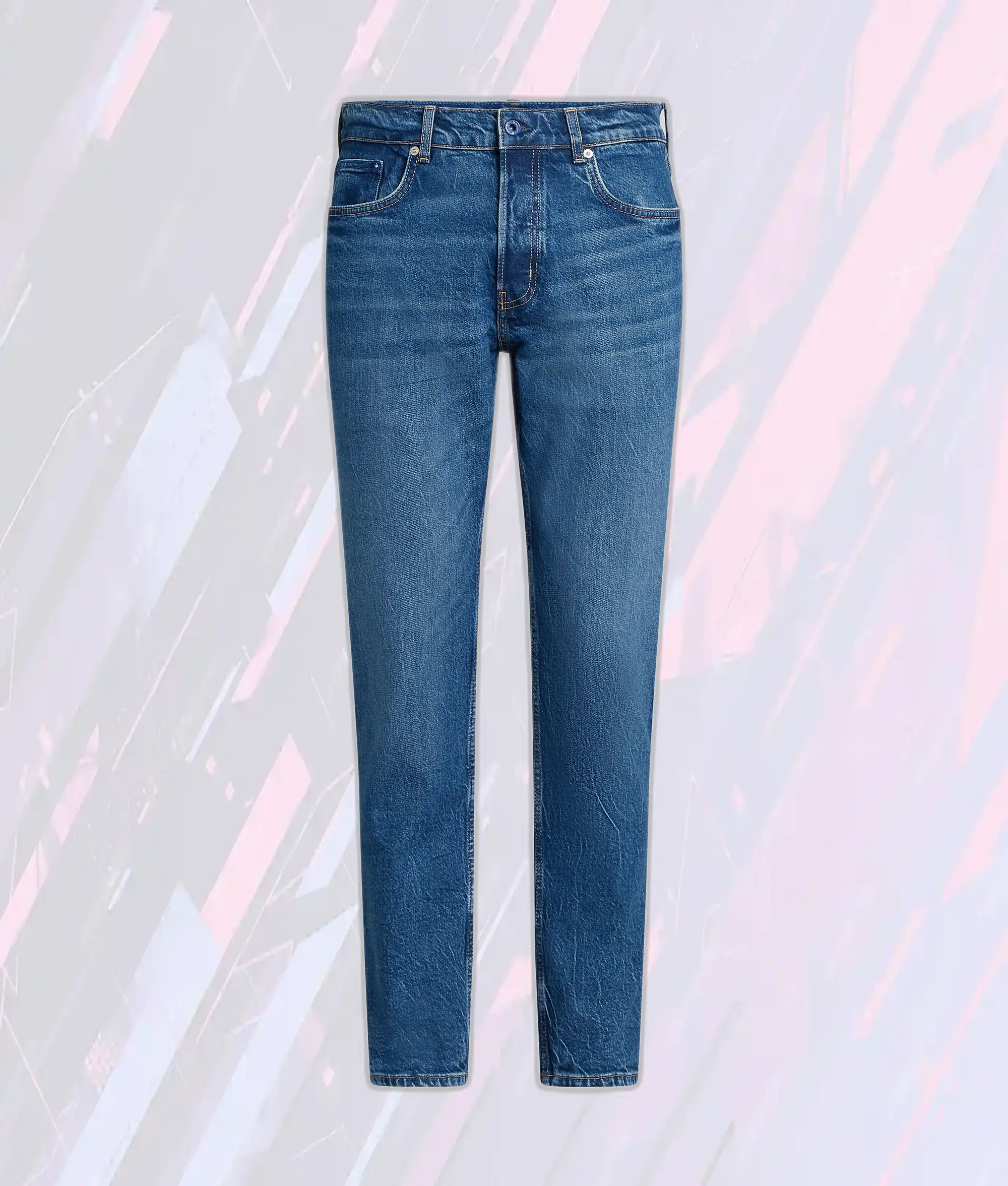 Karl Lagerfeld - Jean Fuselé Délavé Bleu Ciel Style Rétro