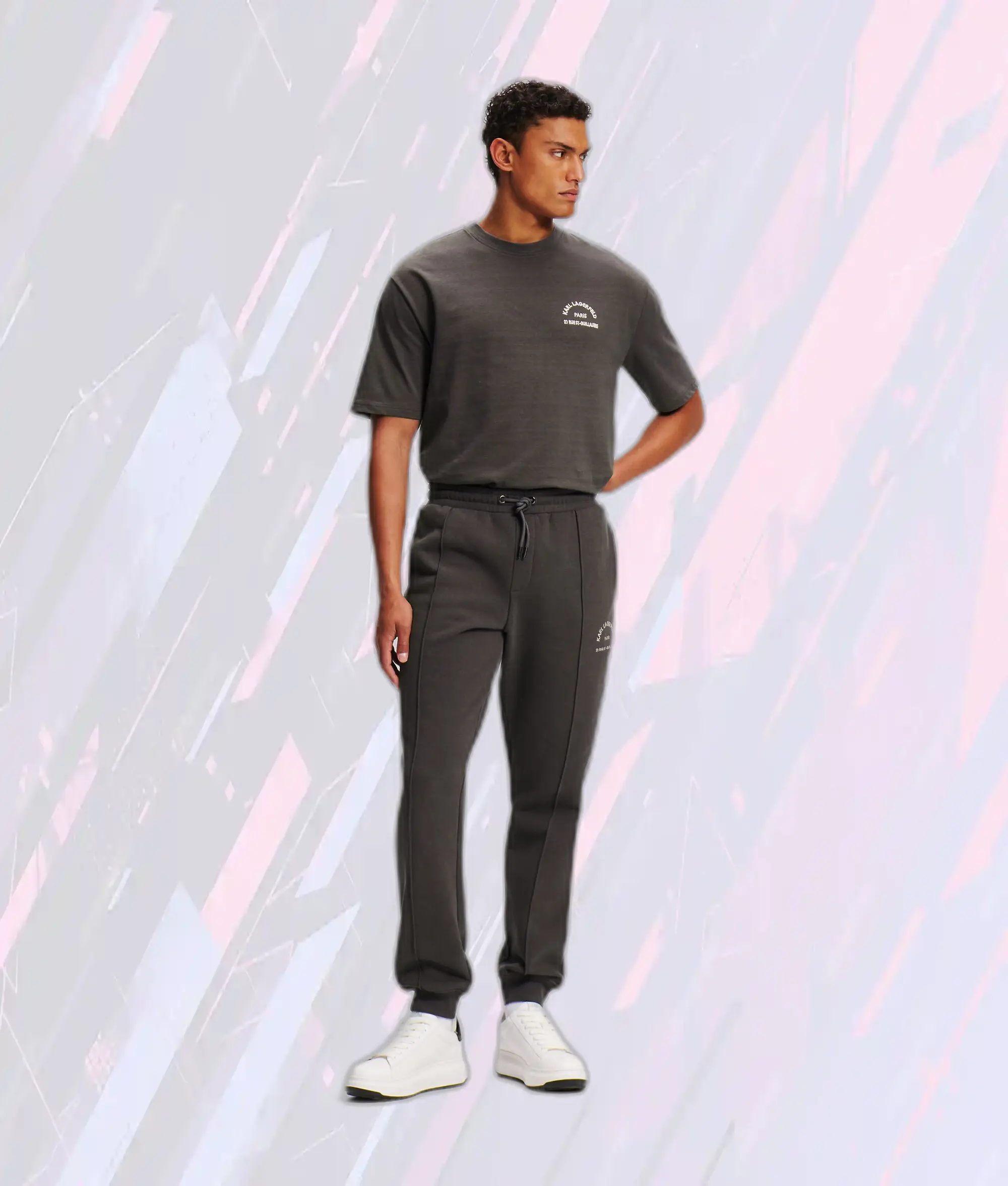 Karl Lagerfeld - Pantalon Sport Collection St-Guillaume en Béton Gris