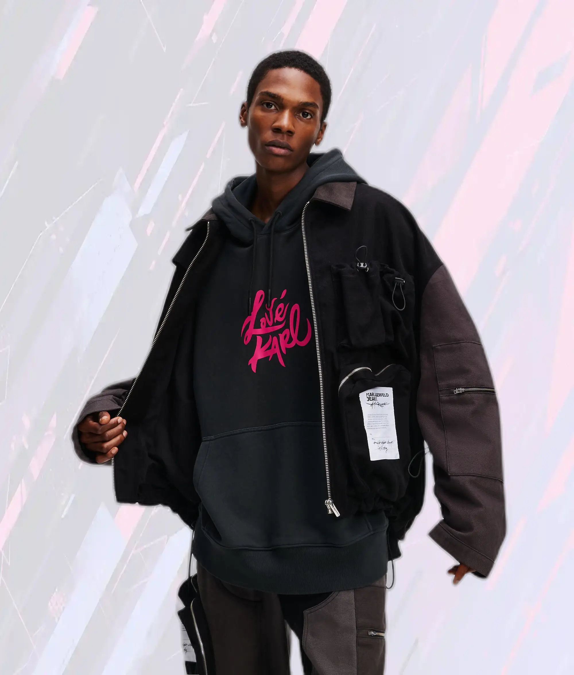 Veste utilitaire noire Karl Lagerfeld - Collection Klj X Atelier Réservé - Style urbain élégant