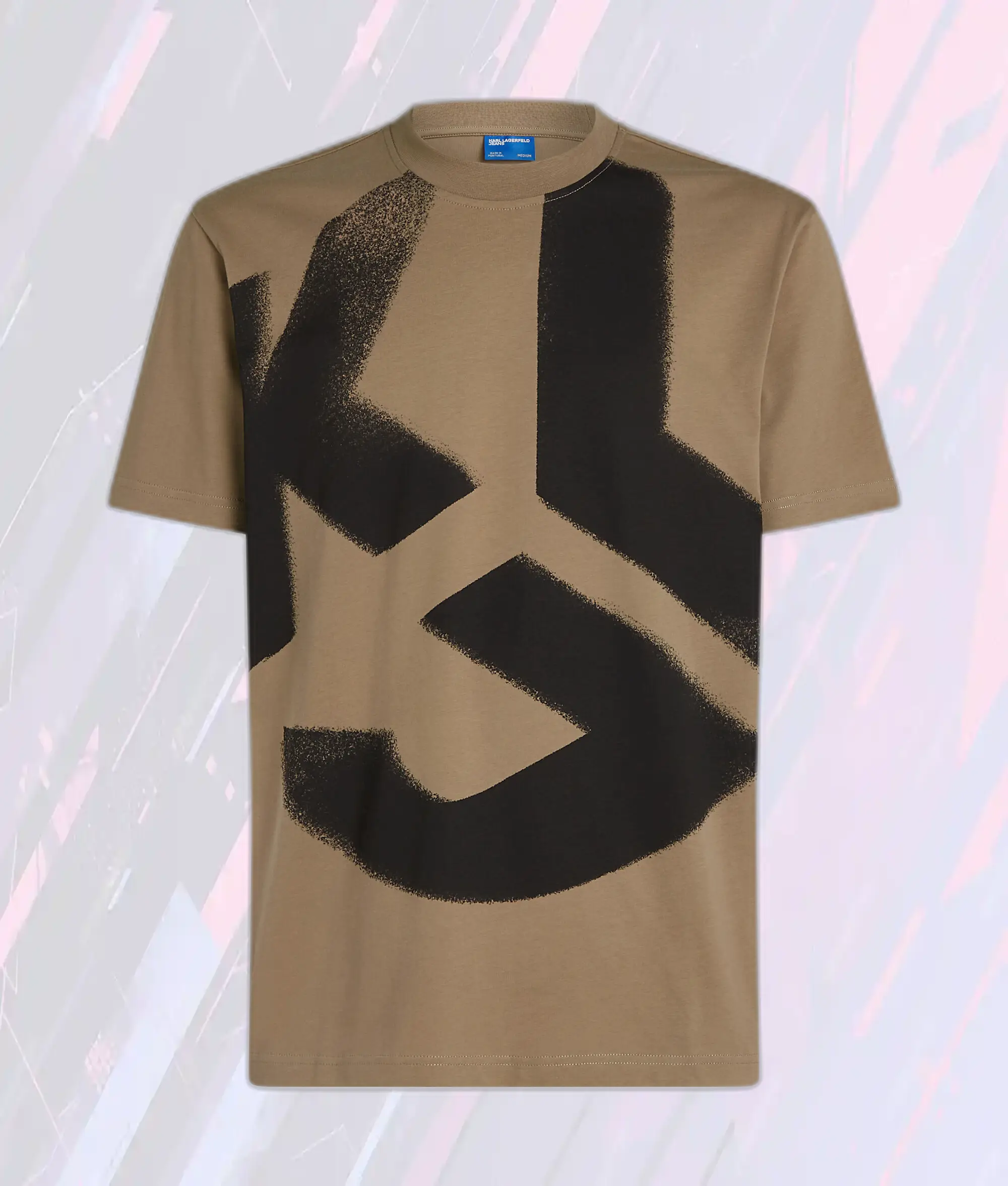 T-Shirt Karl Lagerfeld Monogramme KLJ Sable Désert - Effet Délavé Authentique, Style Urbain Intemporel