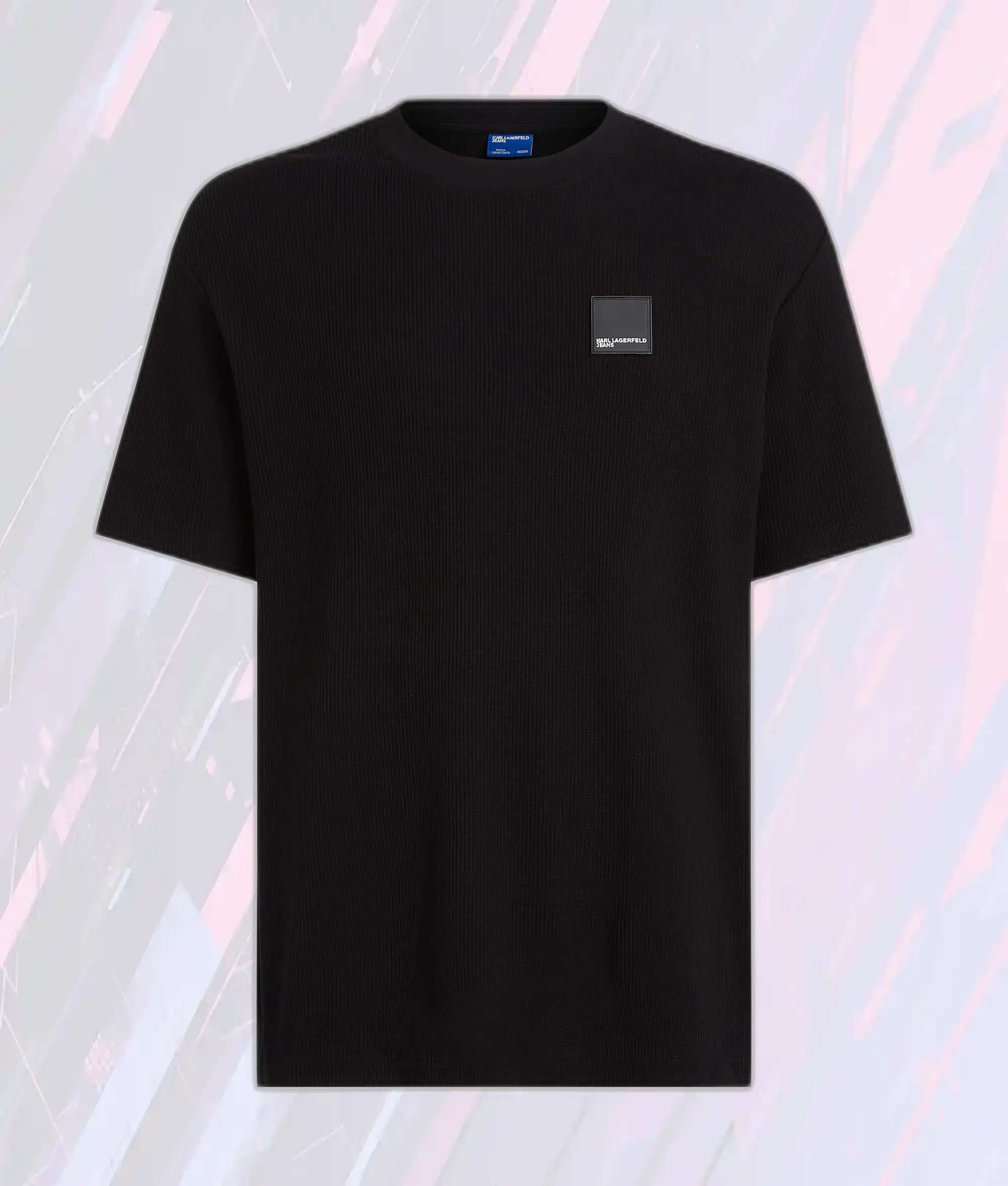 Élégant Tee-Shirt Noir à Motif Gaufré par Karl Lagerfeld