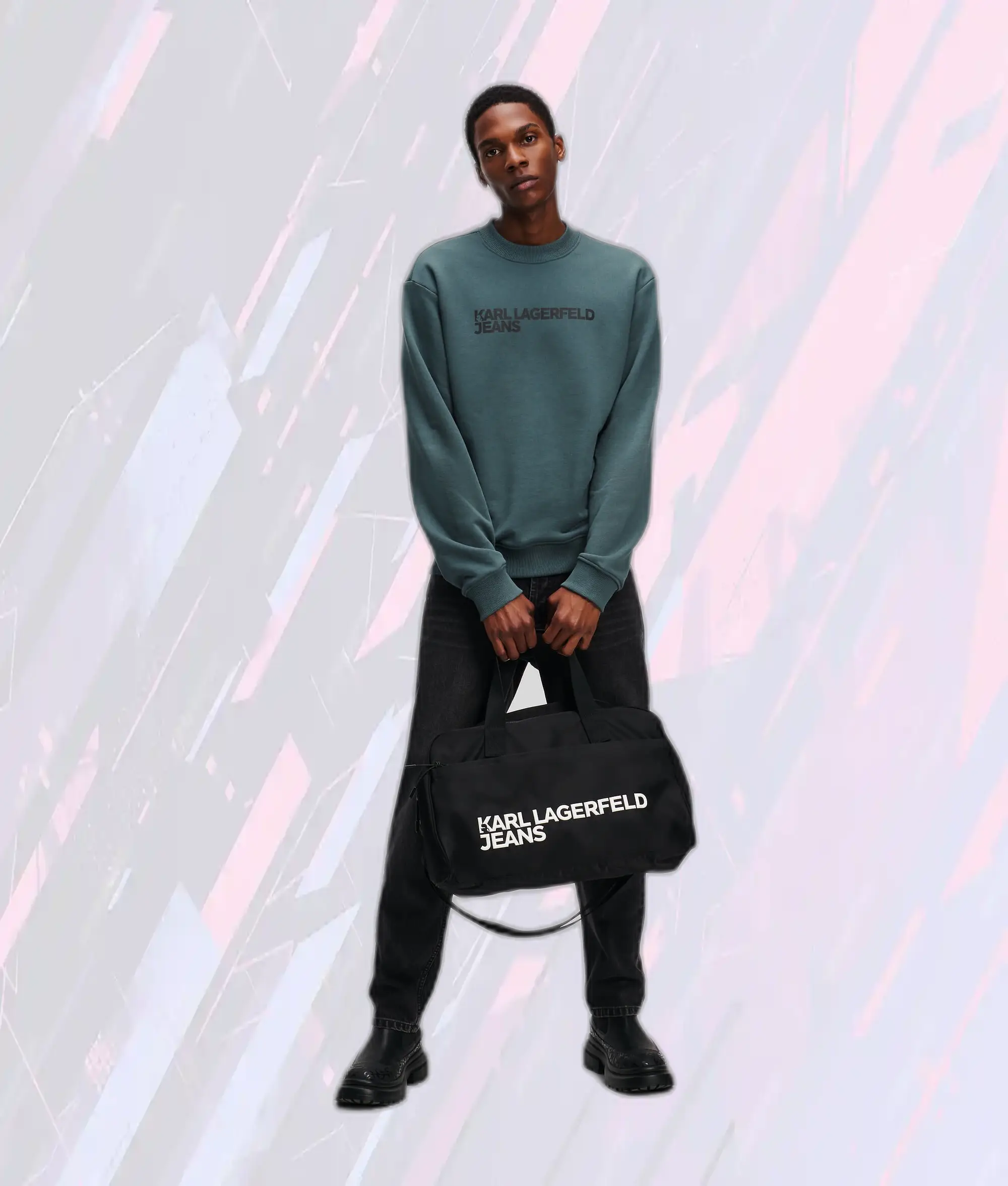 Pull Karl Lagerfeld motif Klj en ton ardoise foncé