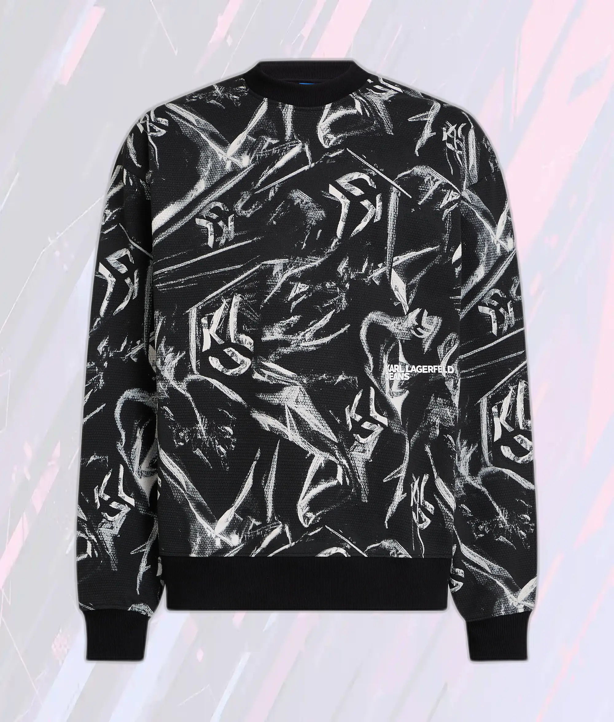 Pull Karl Lagerfeld en Molleton avec Motif Répétitif de Plis Numériques et Monogramme KLJ
