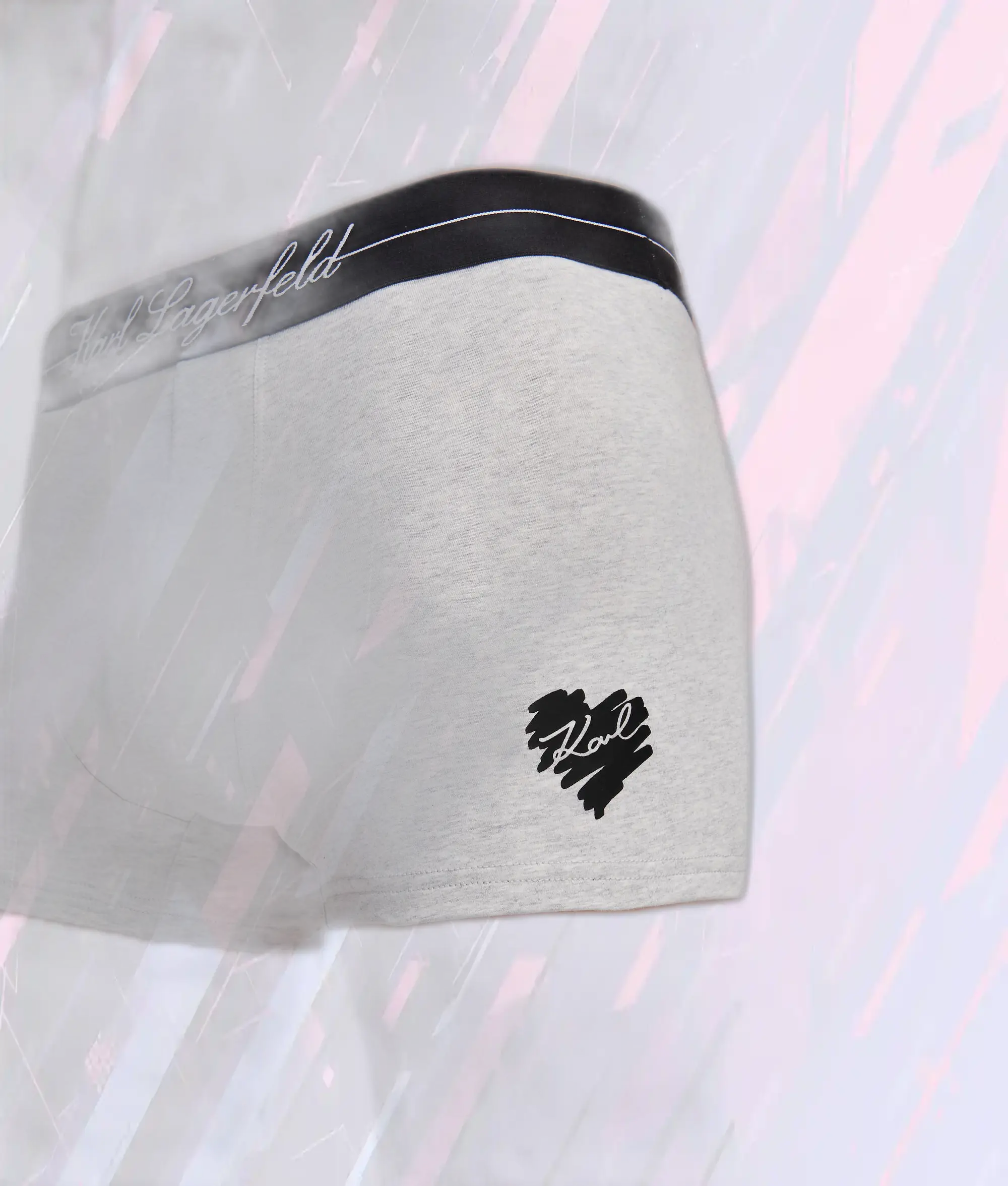 Boxers Karl Lagerfeld en Maille Gris Anthracite Noir avec Motif K et Cœur - Lot de 3