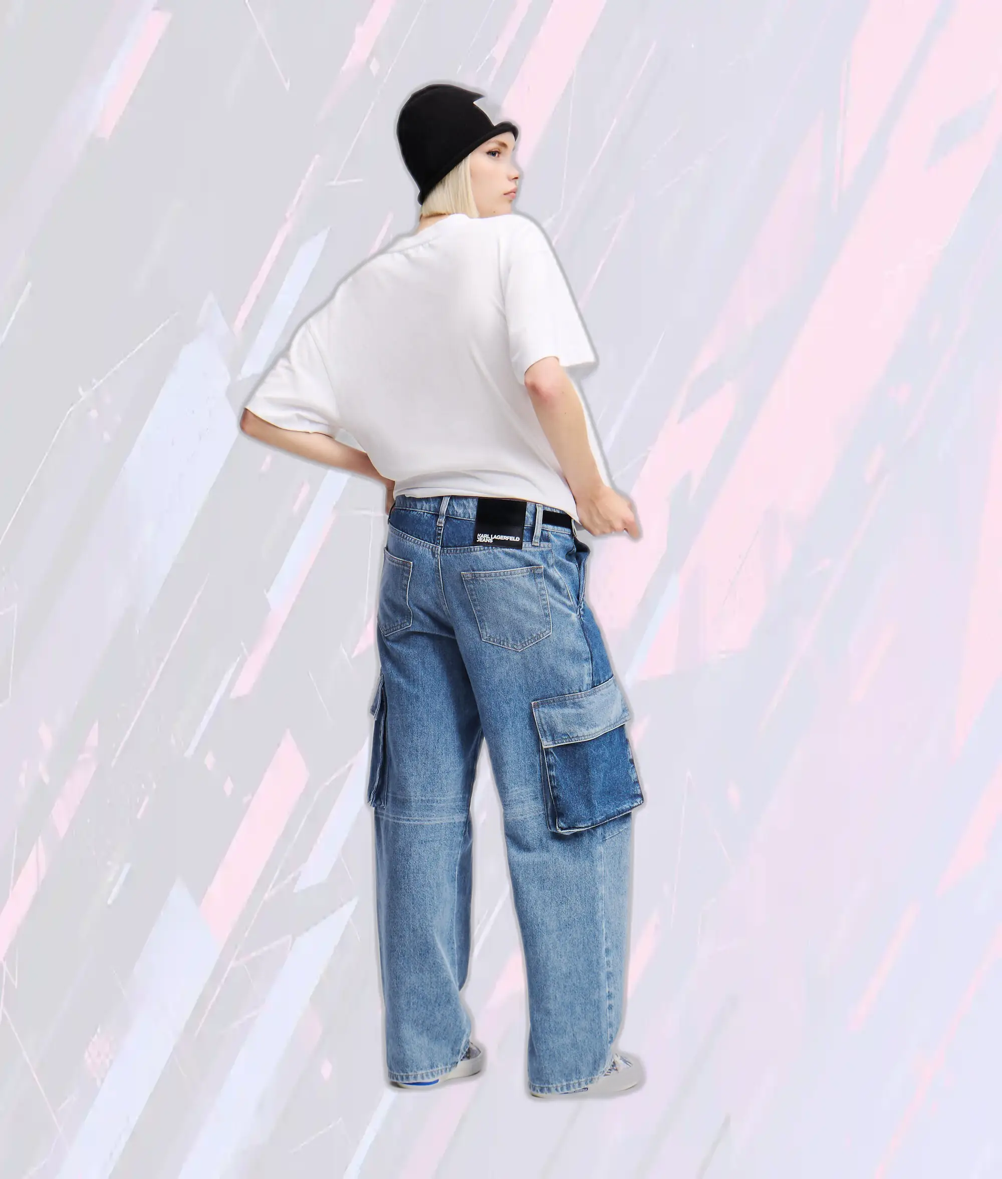 Karl Lagerfeld x Klj X Atelier Reservé - Pantalon Denim Large Patchwork Bleu Déstructuré