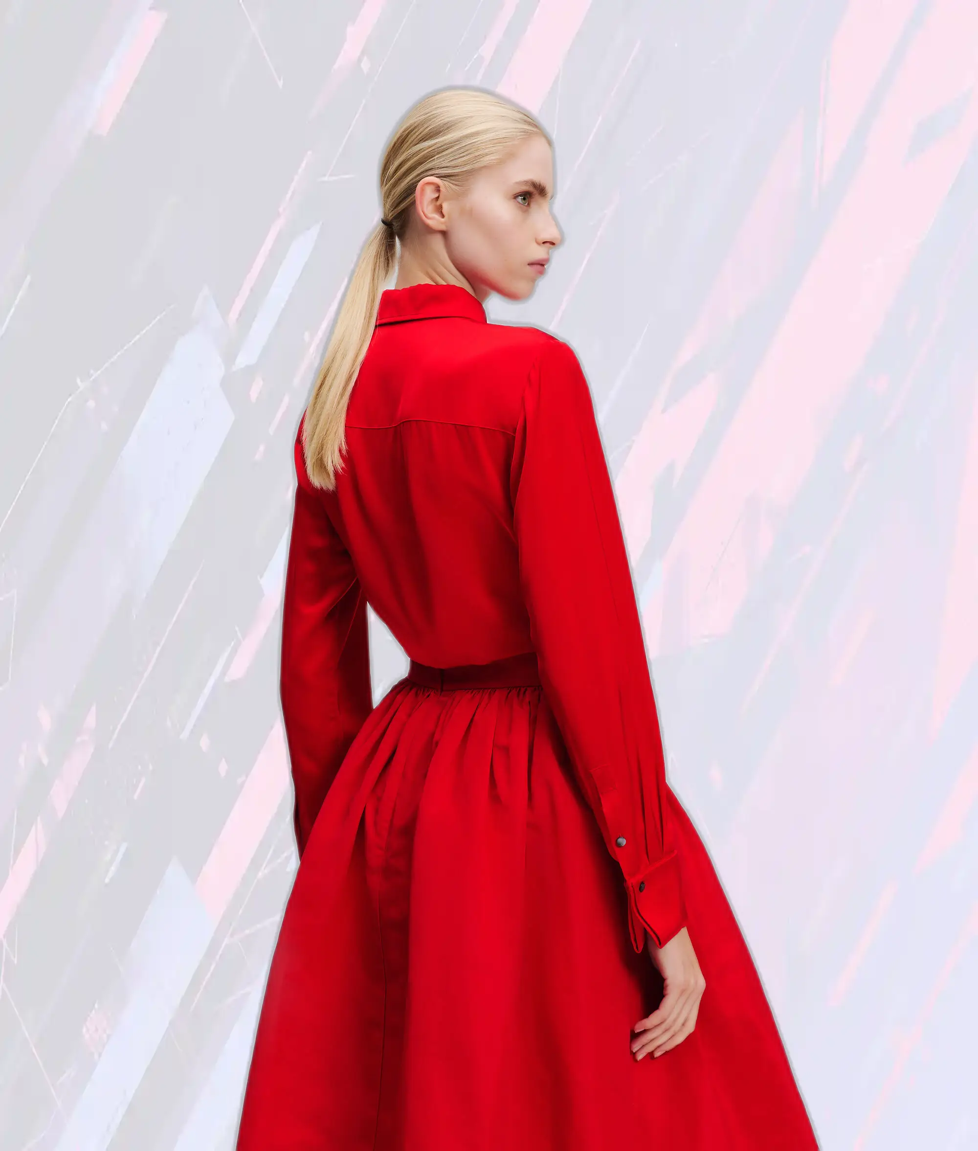 Karl-Lagerfeld Chemise Élégante Rouge Sport - Style Automne-Hiver à Boutons Premium