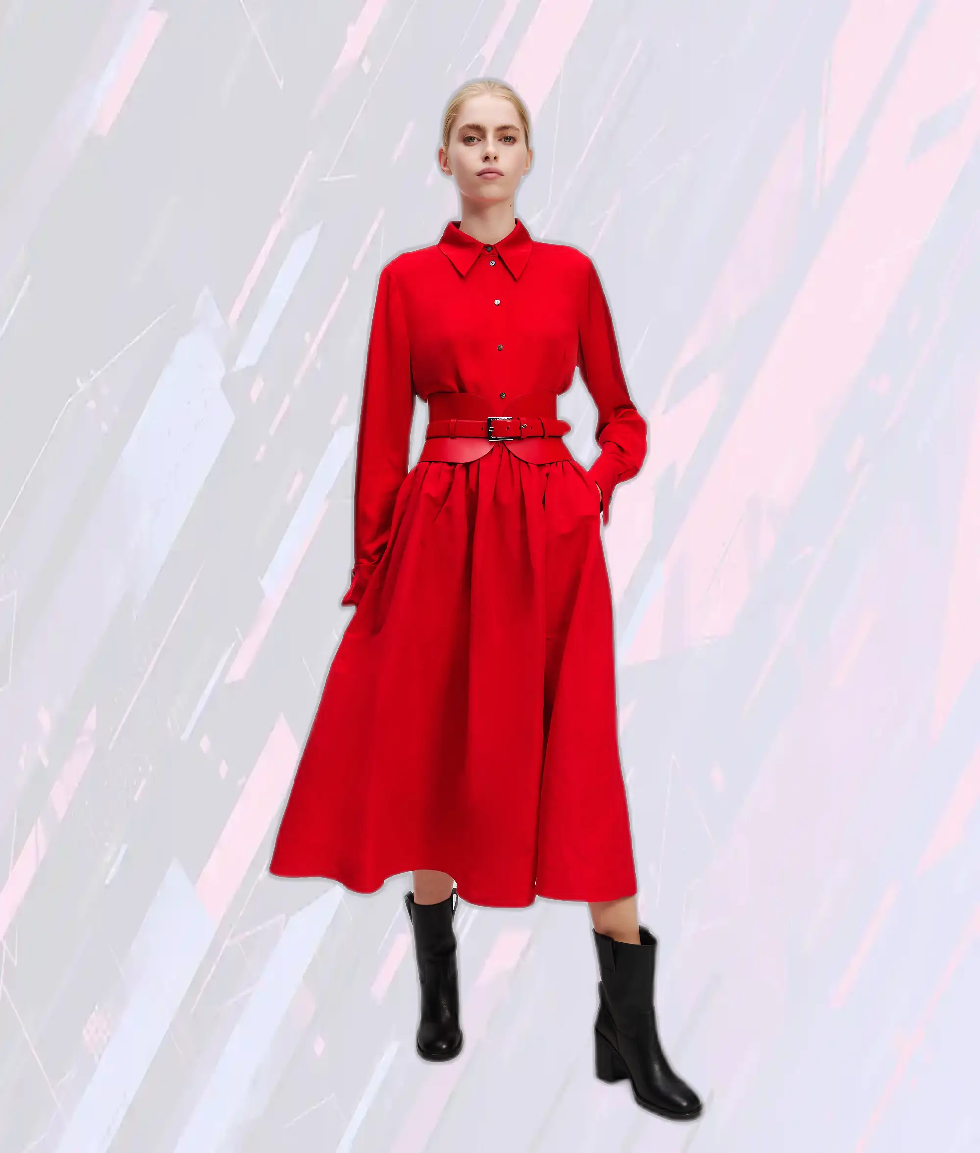 Karl-Lagerfeld Chemise Élégante Rouge Sport - Style Automne-Hiver à Boutons Premium