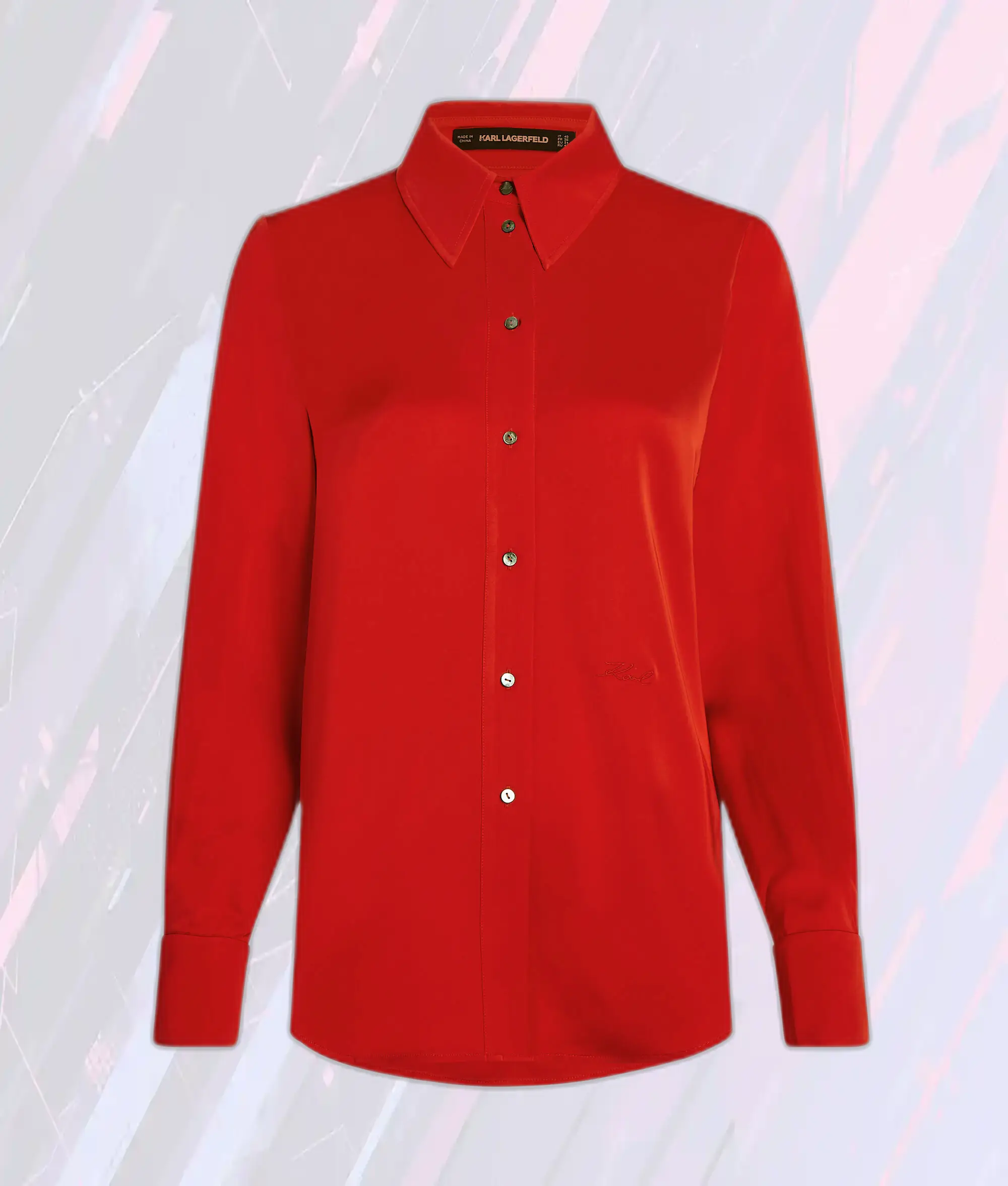 Karl-Lagerfeld Chemise Élégante Rouge Sport - Style Automne-Hiver à Boutons Premium