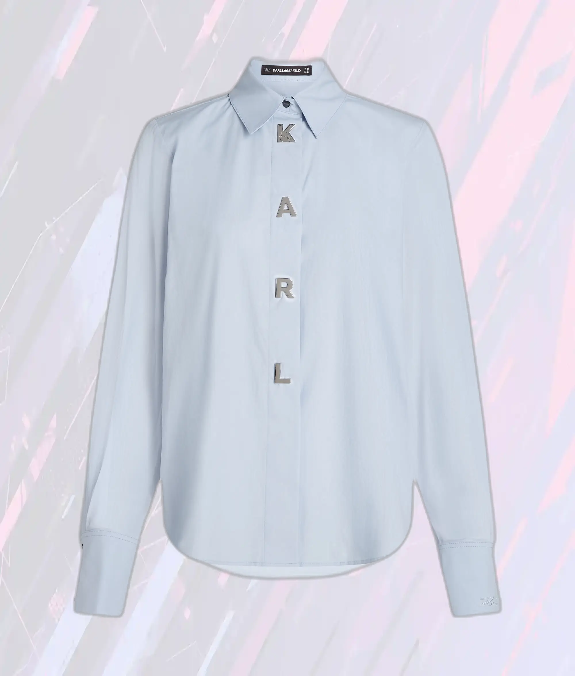 Chemise Élégante Karl Lagerfeld - Lettres Emblématiques sur Fond Bleu Kentucky