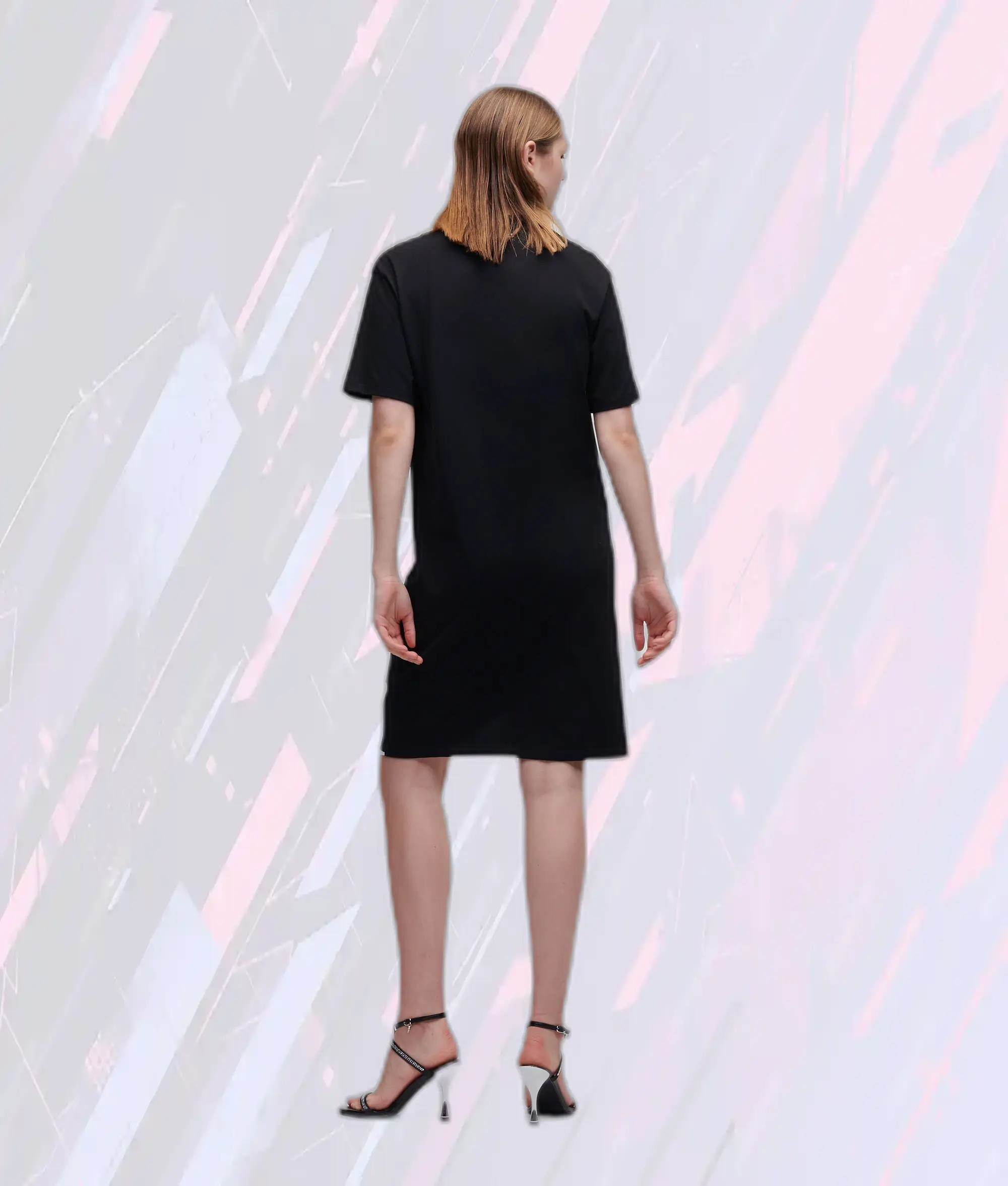Robe T-shirt noire élégante Karl Lagerfeld avec ourlet signature