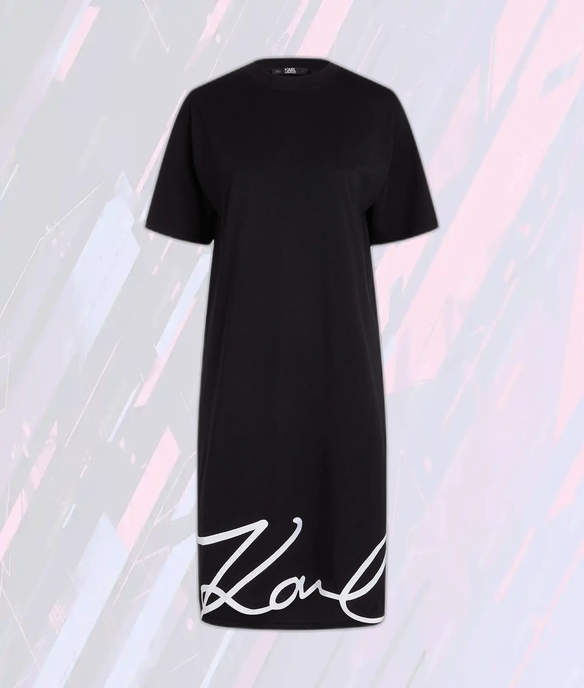 Robe T-shirt noire élégante Karl Lagerfeld avec ourlet signature