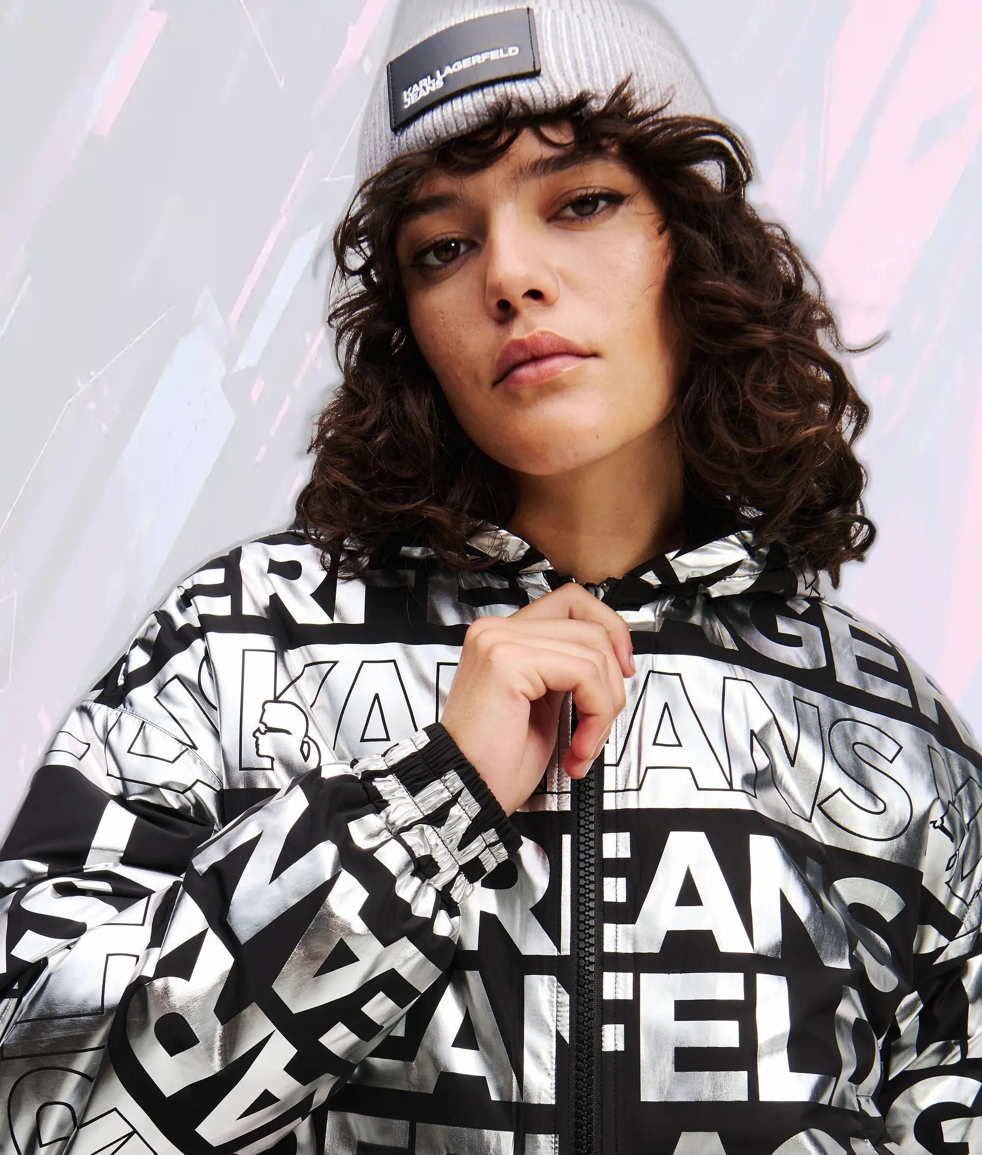 Veste Karl Lagerfeld à Motif Plissé Numérique avec Logo KLJ Brodé