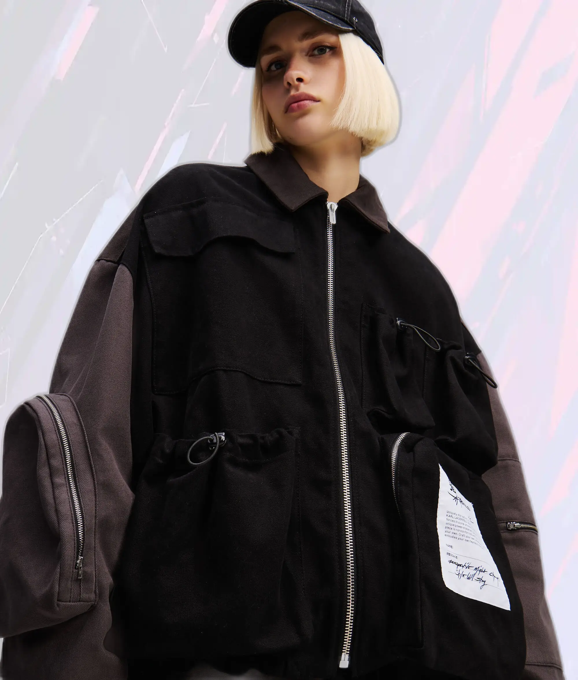 Veste utilitaire Karl Lagerfeld édition spéciale - Noir intense collaboration Klj X Atelier Réservé