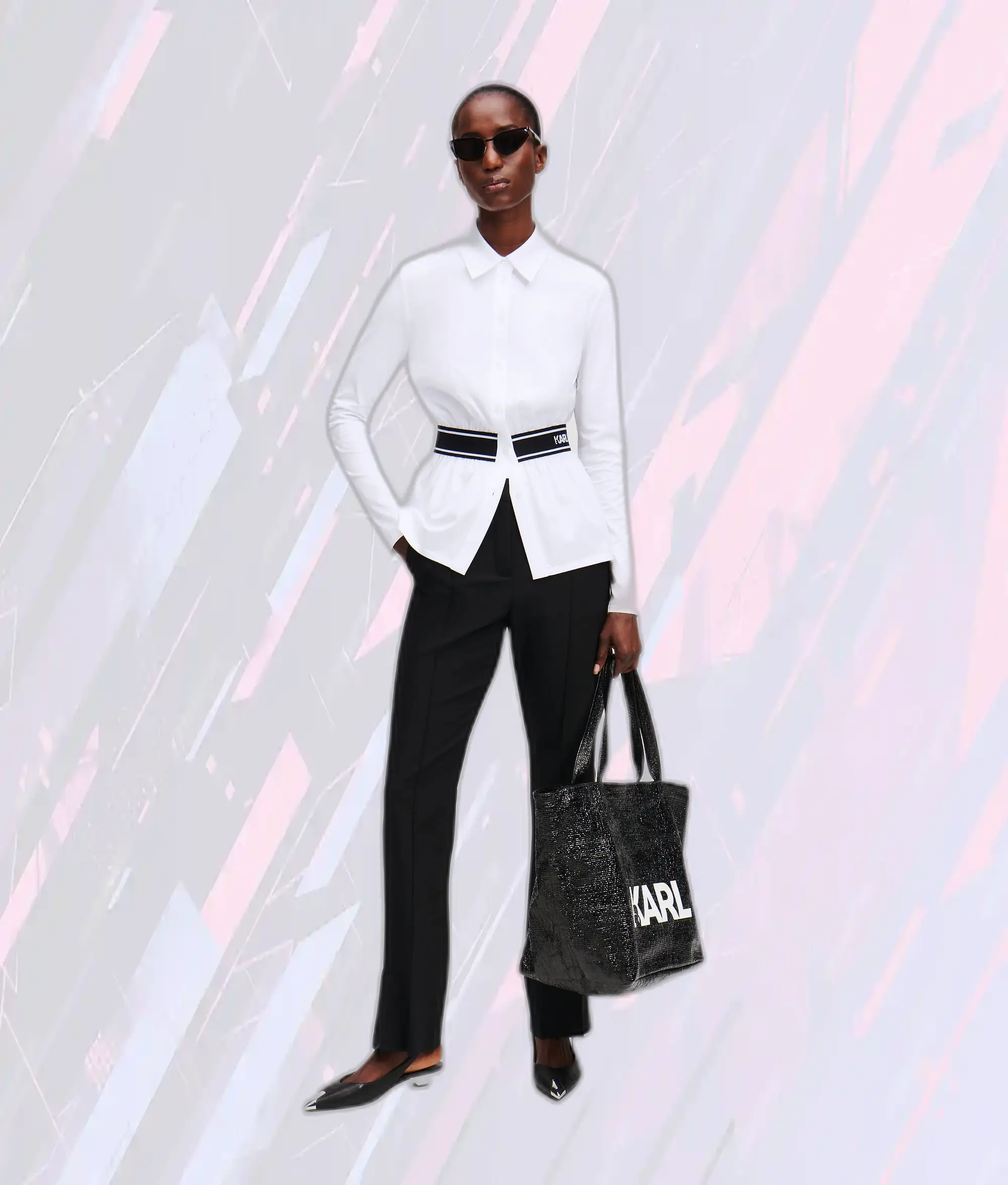 Chemise blanche à bande logo Karl - Collection Lagerfeld