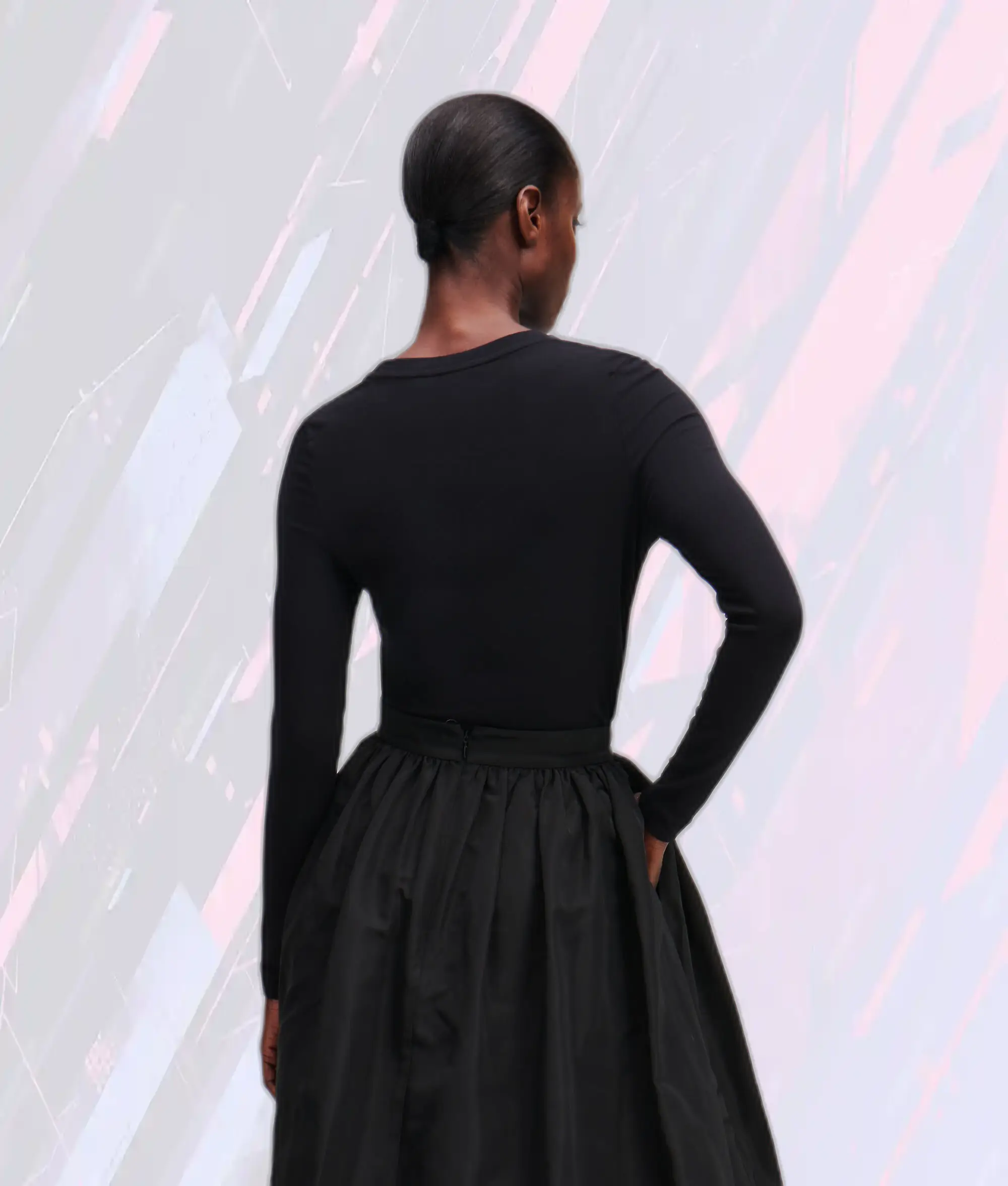 Haut Femme en Modal Noir à Manches Longues Karl Lagerfeld