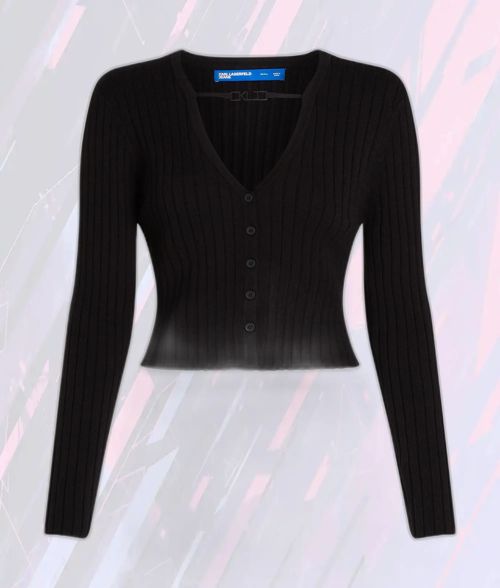 Gilet Femme Élégant Noir par Karl Lagerfeld - Coupe Courte Moderne avec Col V