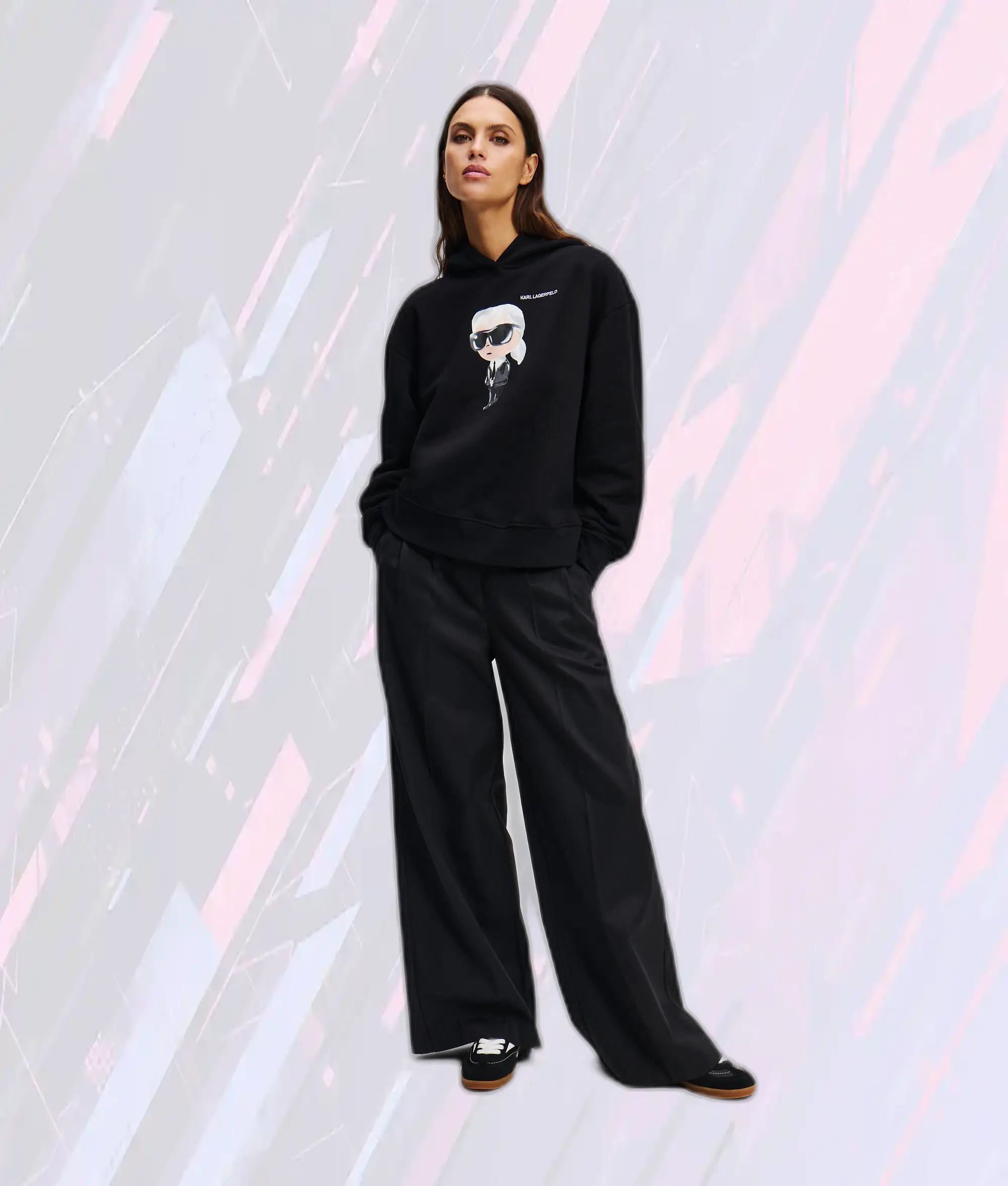 Sweat-shirt emblématique Karl Lagerfeld - Noir urbain à capuche ajustée