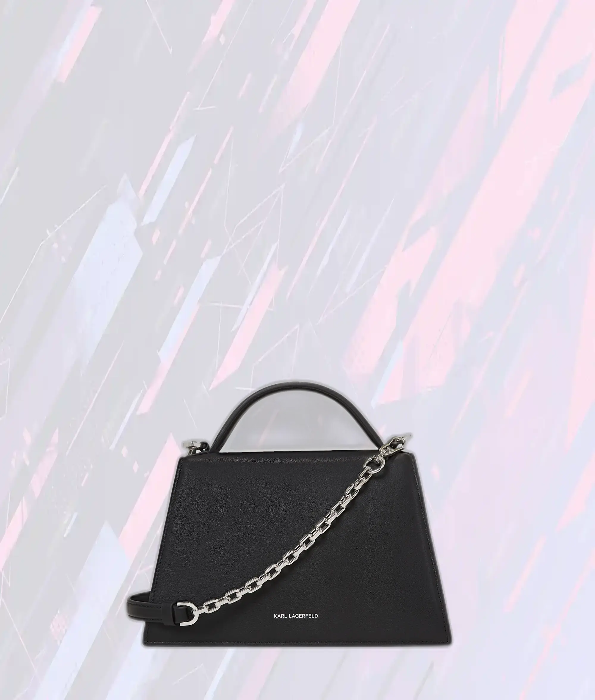 Karl Lagerfeld Sac Bandoulière Signature K en Noir Nickelé - Taille Moyenne