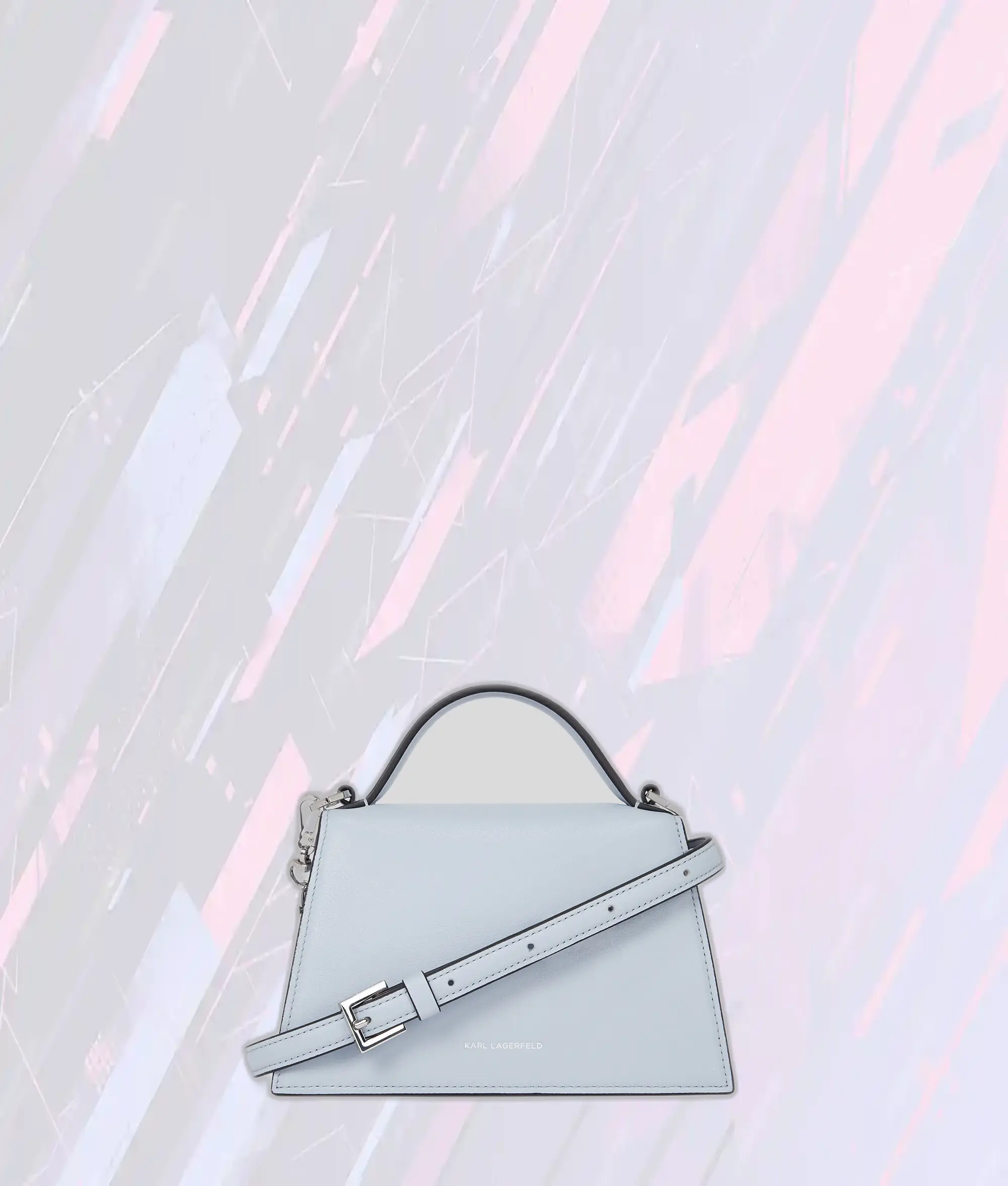Sac Bandoulière Compact Signature Karl Lagerfeld en Cuir Bleu Kentucky Élégant