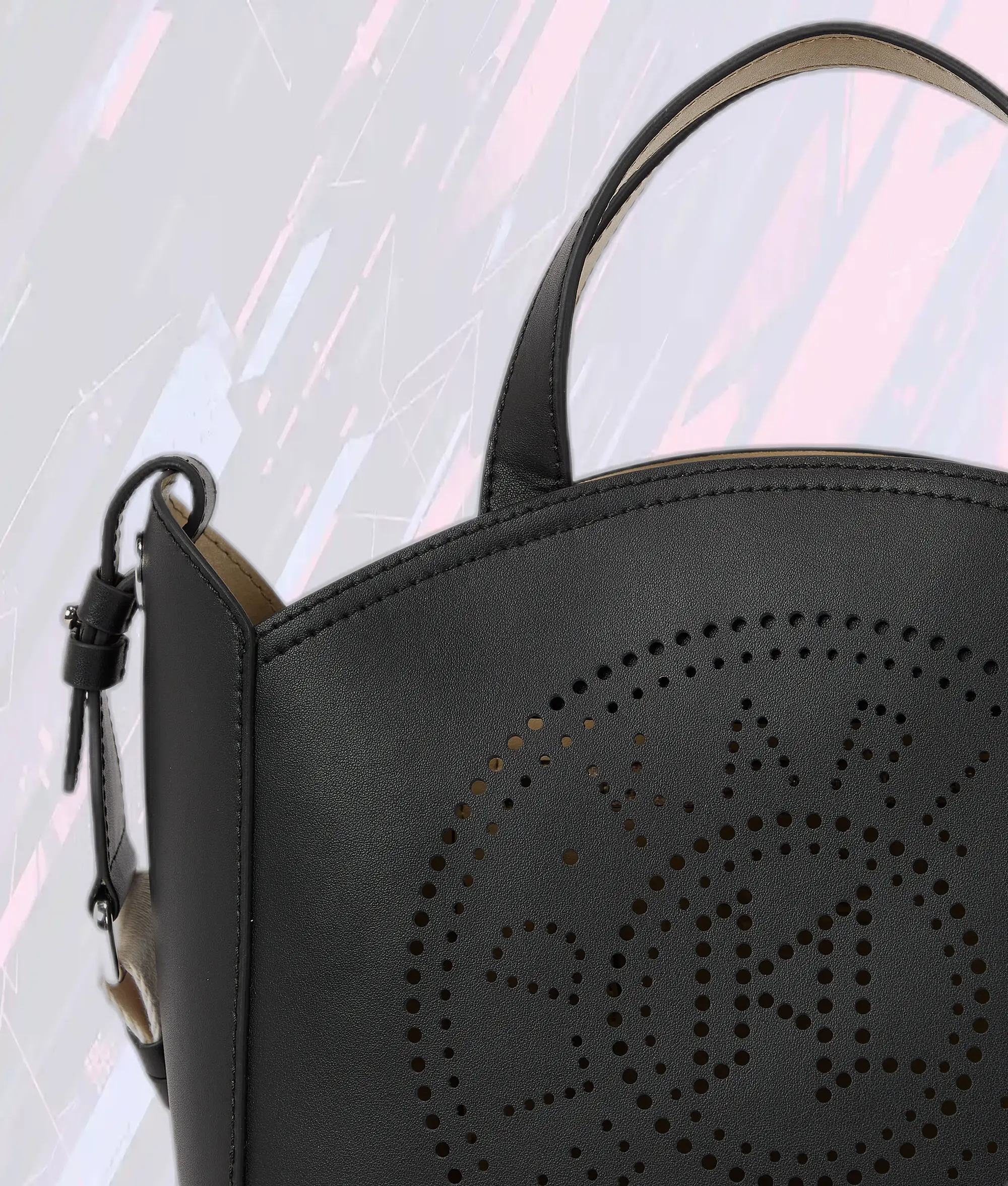 Sac fourre-tout mini Karl Lagerfeld noir à perforations circulaires et motif K