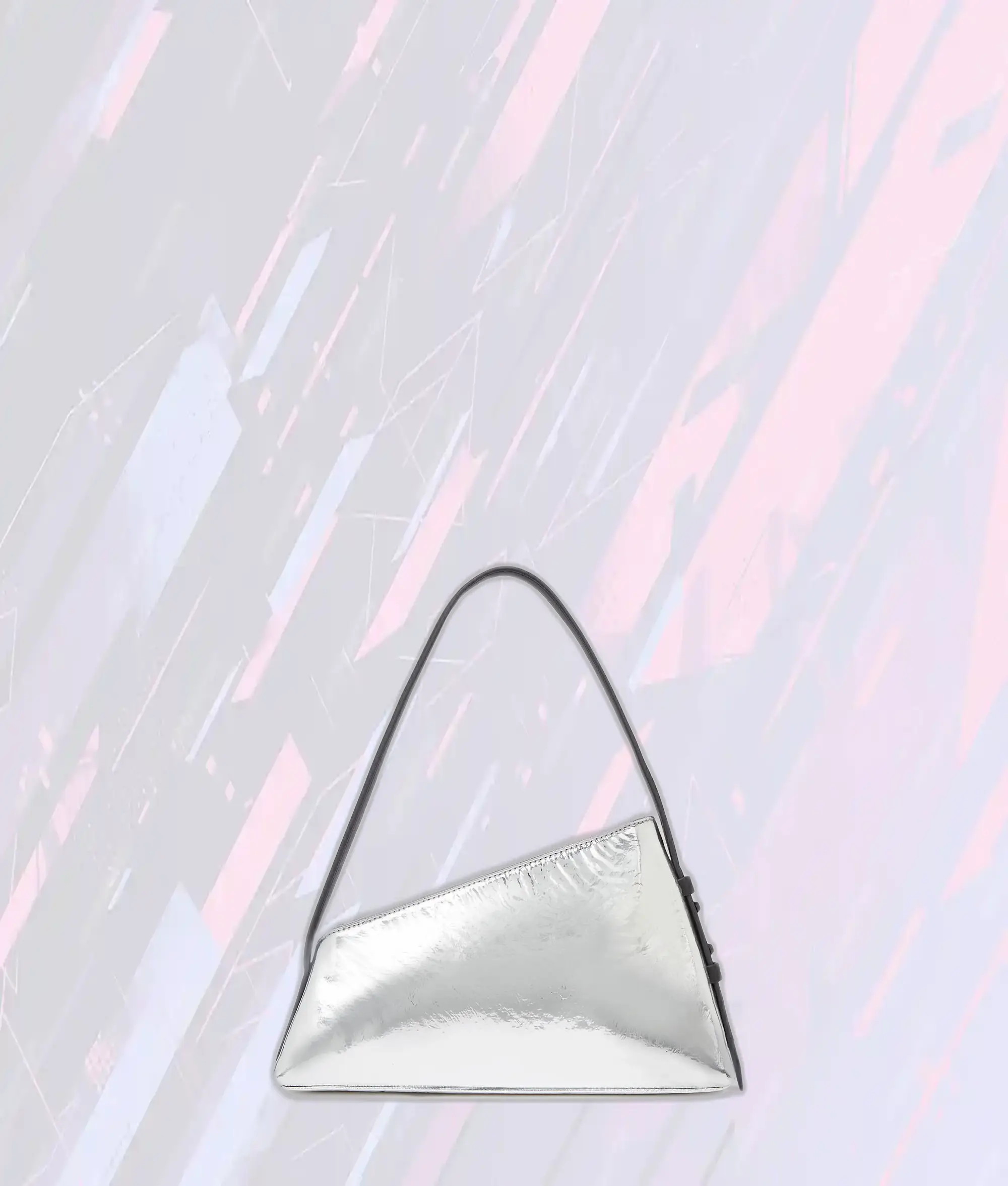 Sac Bandoulière Karl Lagerfeld en Motif Géométrique Métallisé Argenté