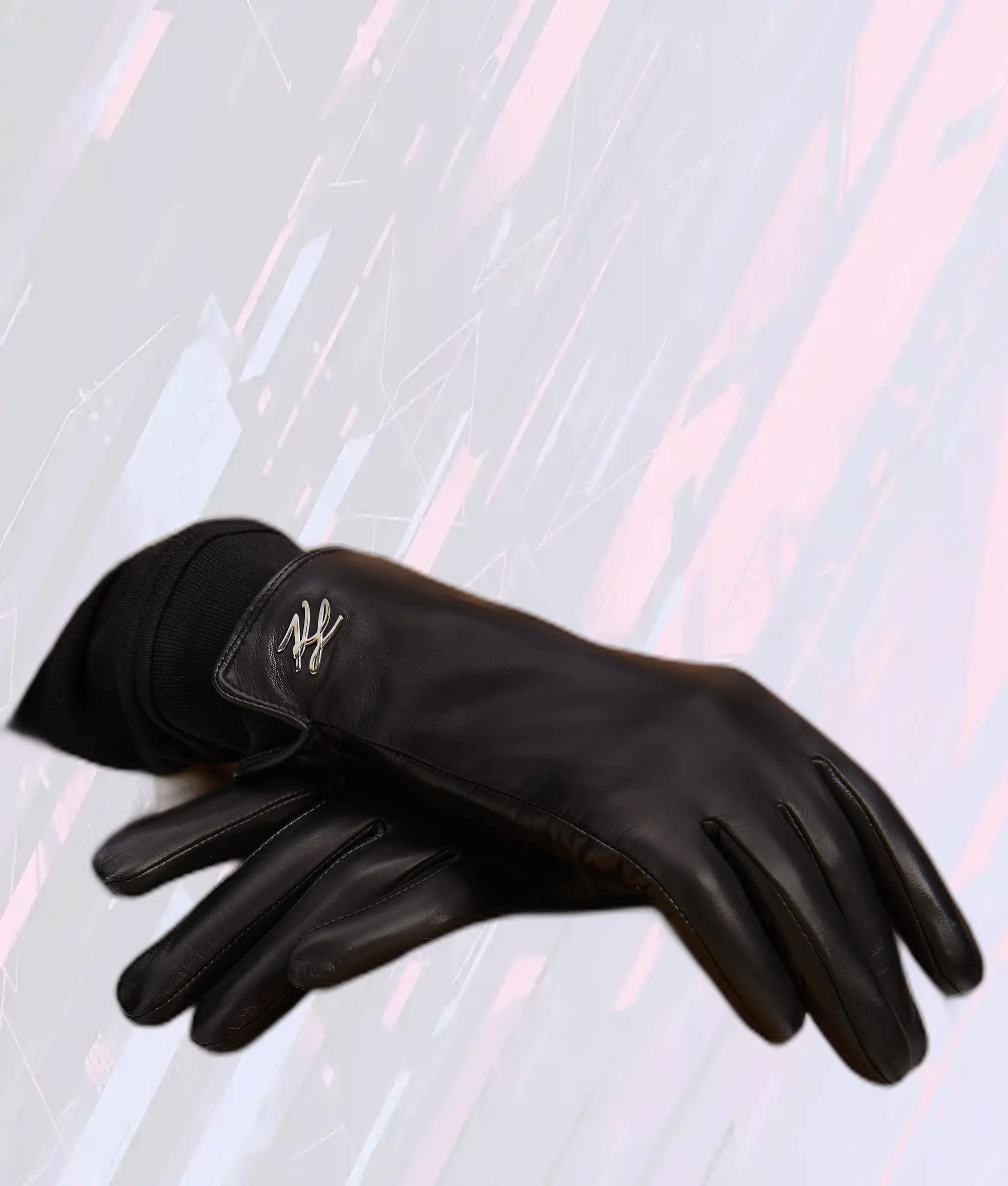 Gants en Cuir Signature Karl Lagerfeld - Motif K Noir