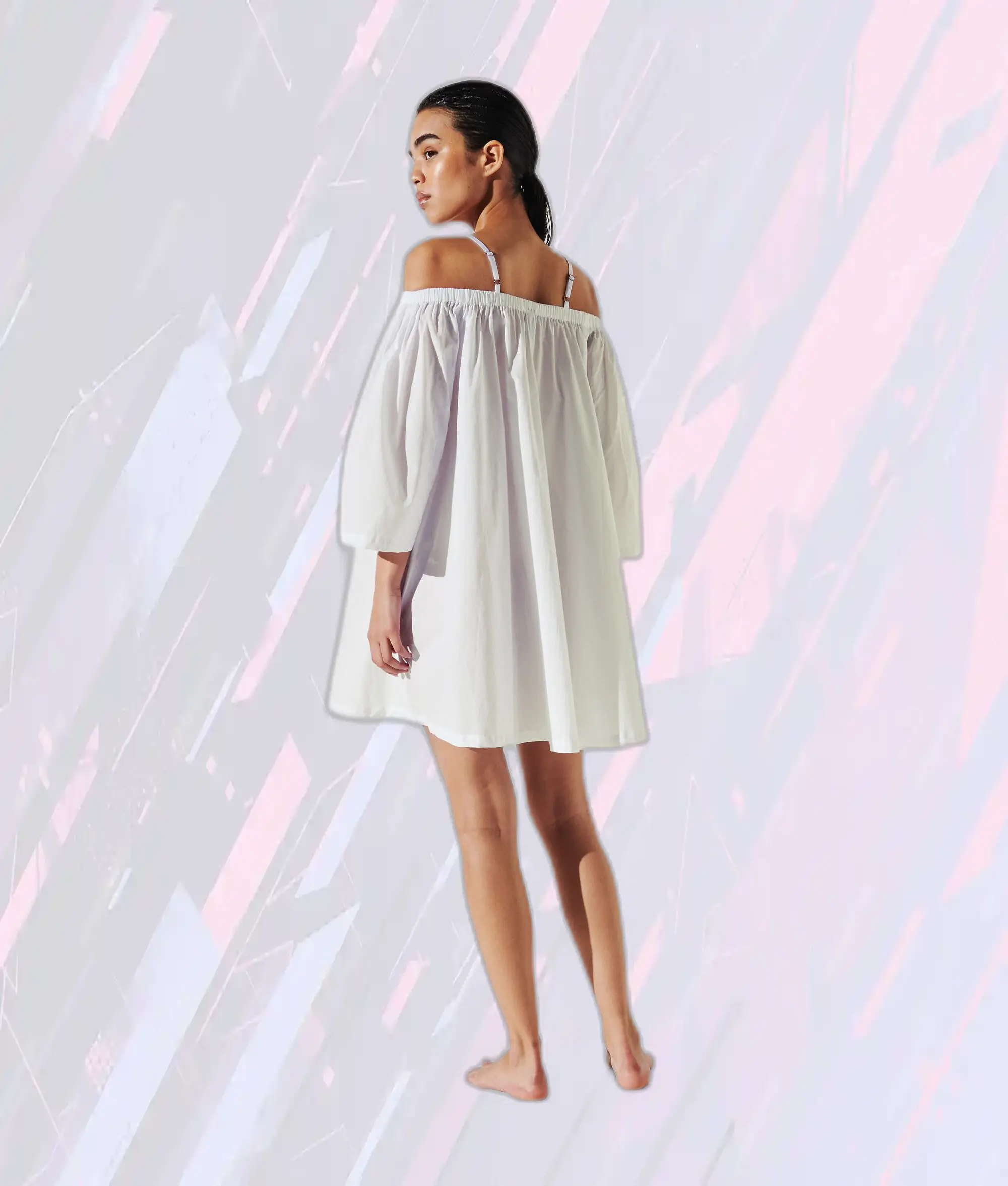 Robe d'été épaule dénudée Karl Lagerfeld Blanc Ivoire Collection Signature