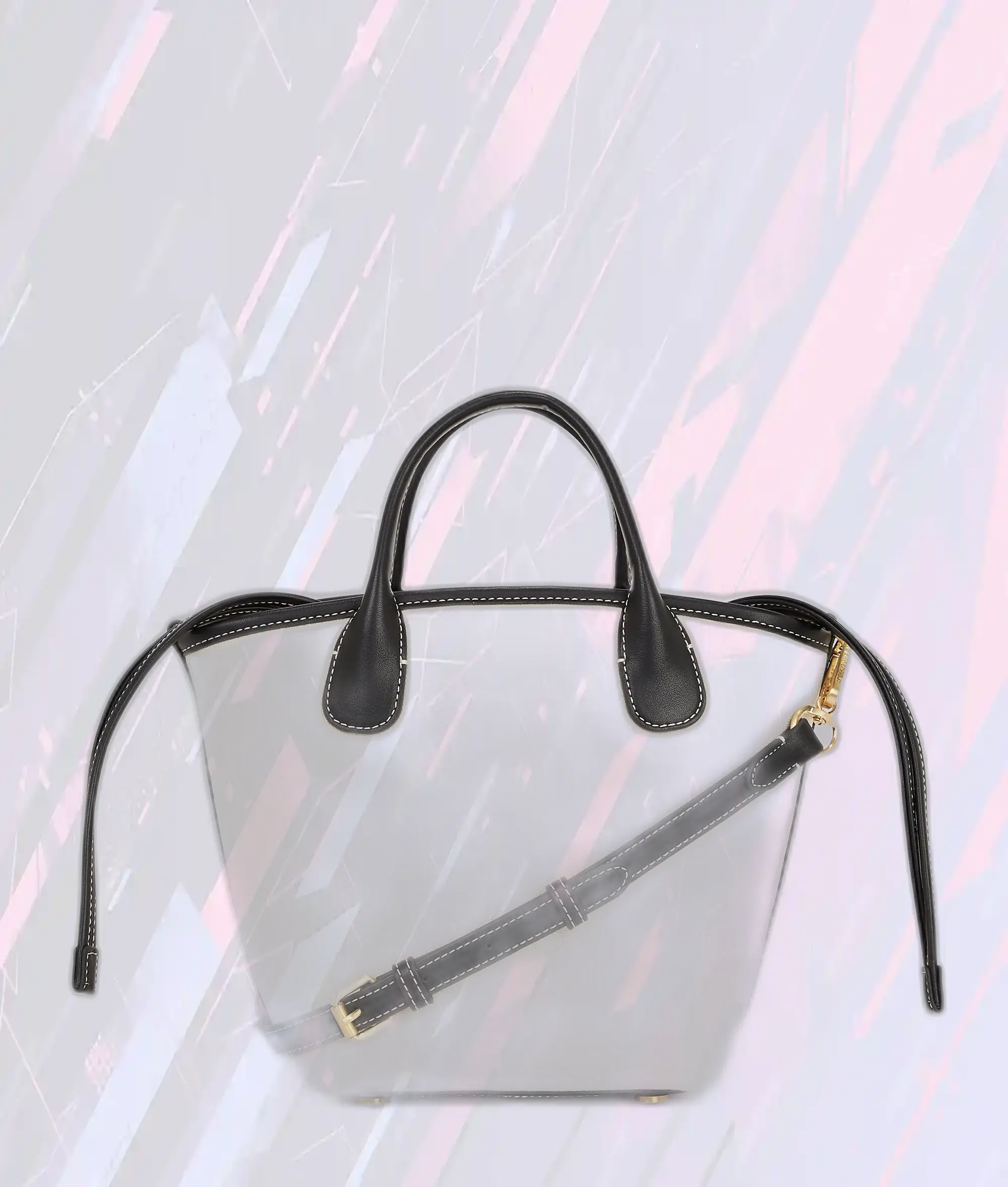 Karl Lagerfeld Cabas Élégant en Toile - Naturel/Noir, Collection Hôtel Karl, Petit Format Polyvalent pour Style Urbain