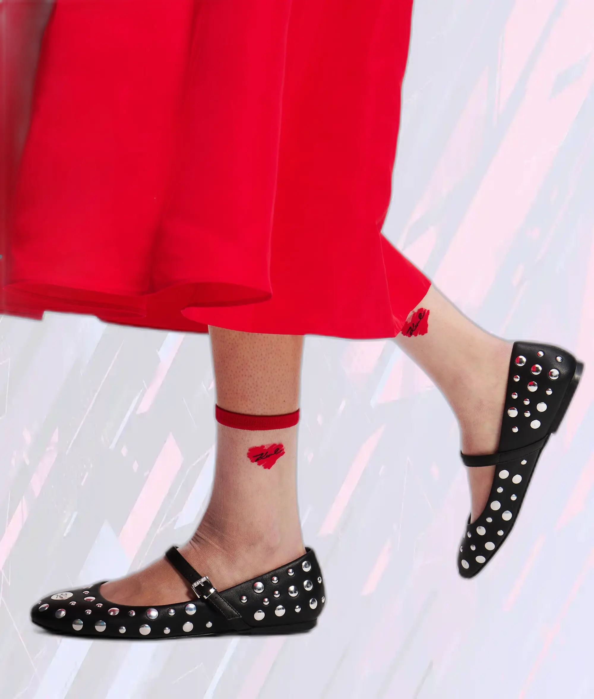 Chaussettes Mailleté Cœur Rouge Karl Lagerfeld - Lot de 2 en Style Signature